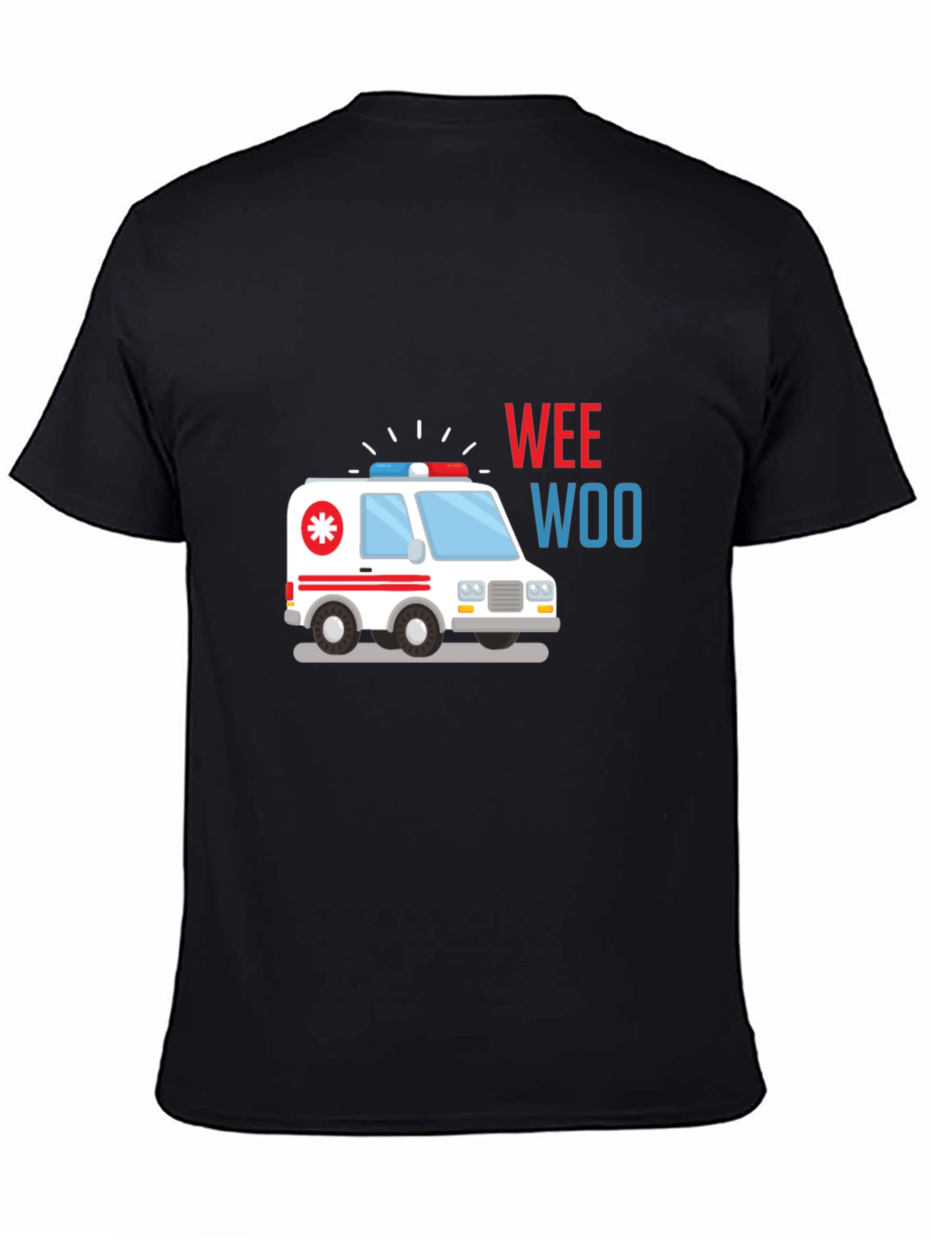 Black Ambulance Wee Woo Graphic T-Shirt - Black view 4