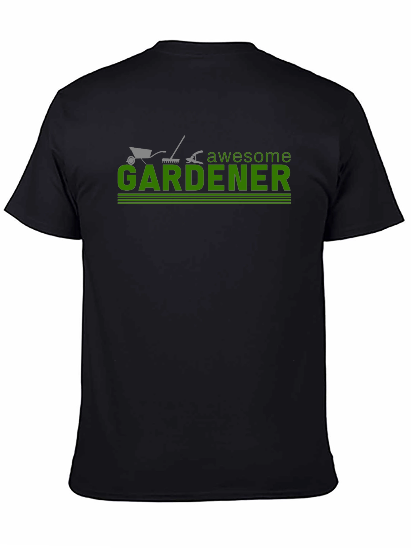 Black Awesome Gardener T-Shirt - Gardening Tool Design view 4