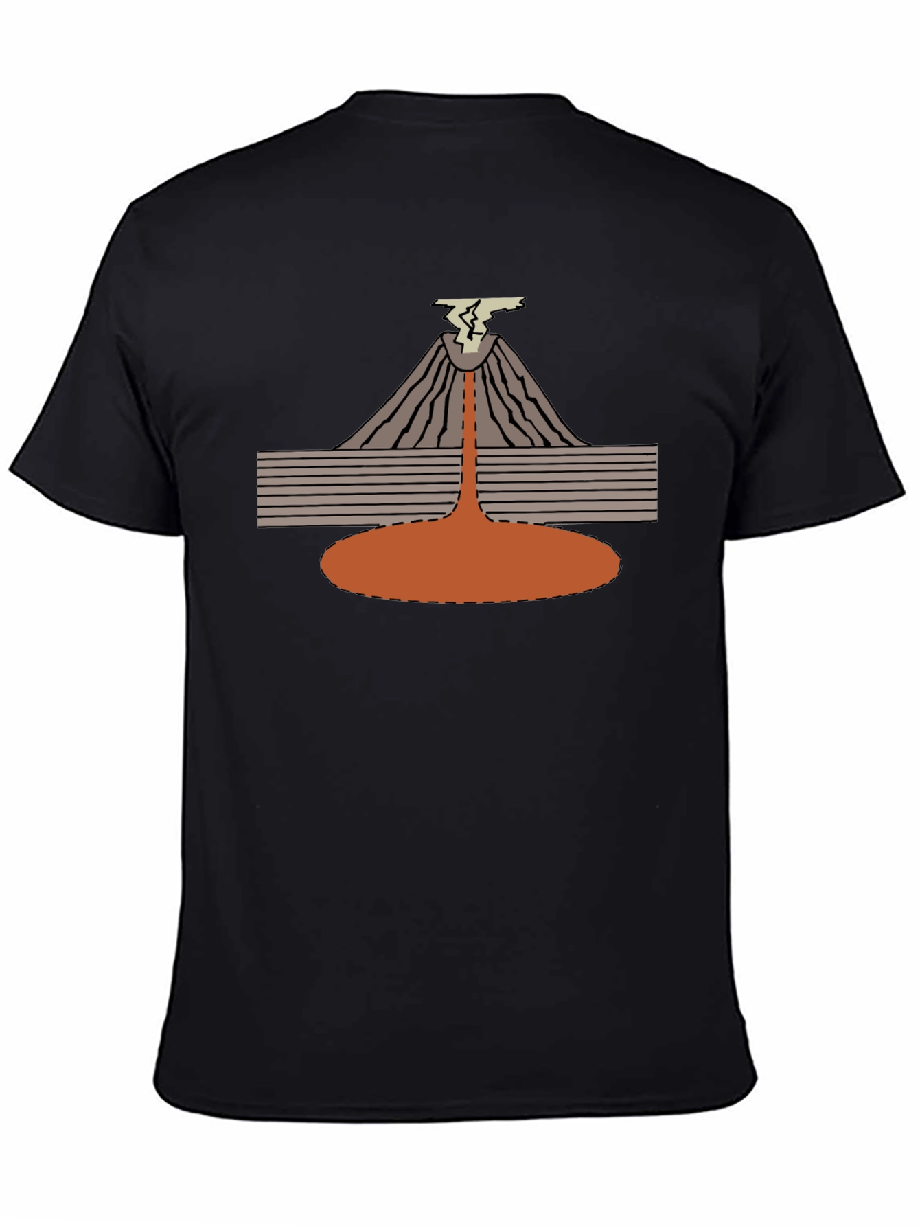 Black Volcano Eruption Graphic Tee - Black Cotton T-Shirt view 4