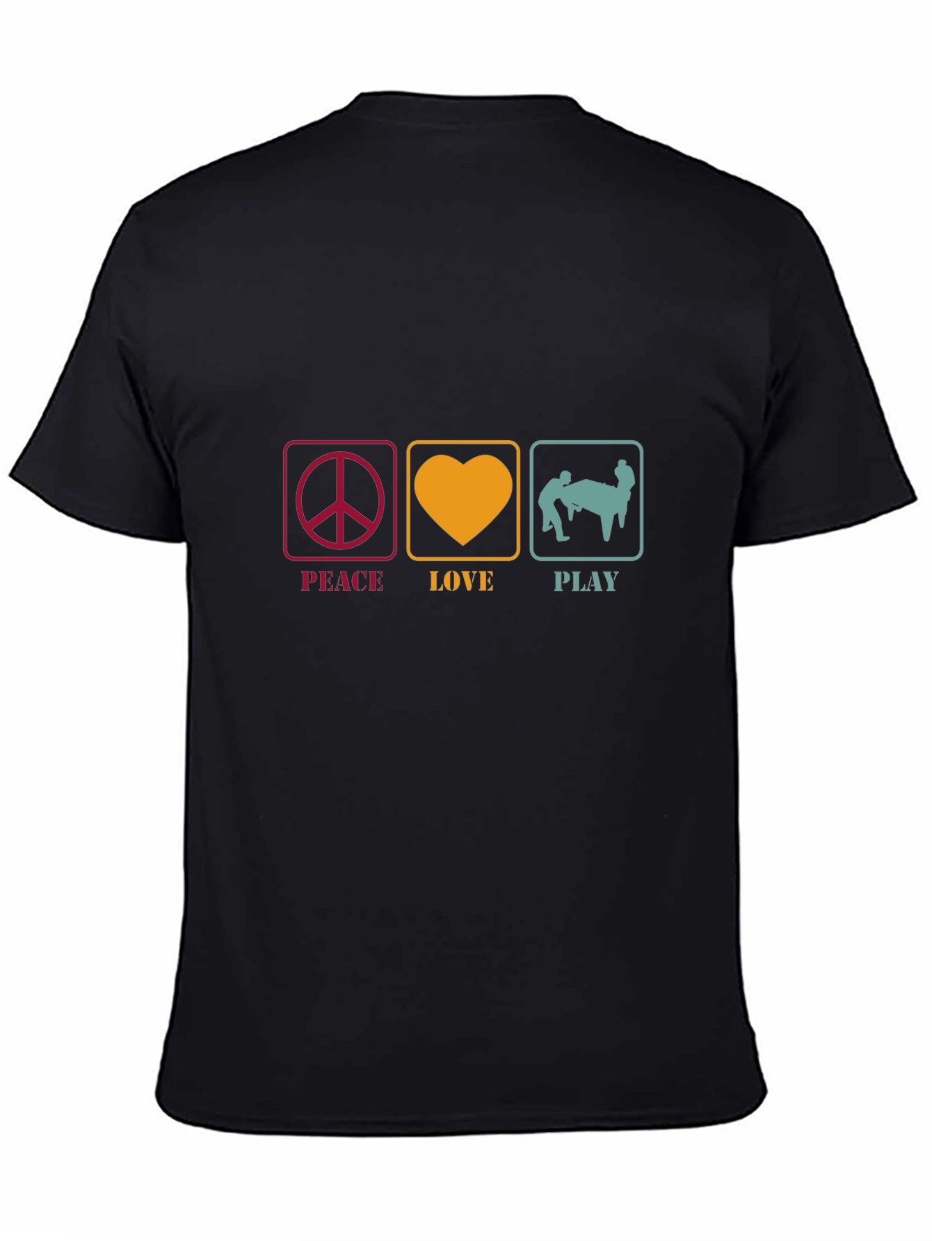 Black Peace Love Play Graphic Tee - Fun Design! view 4