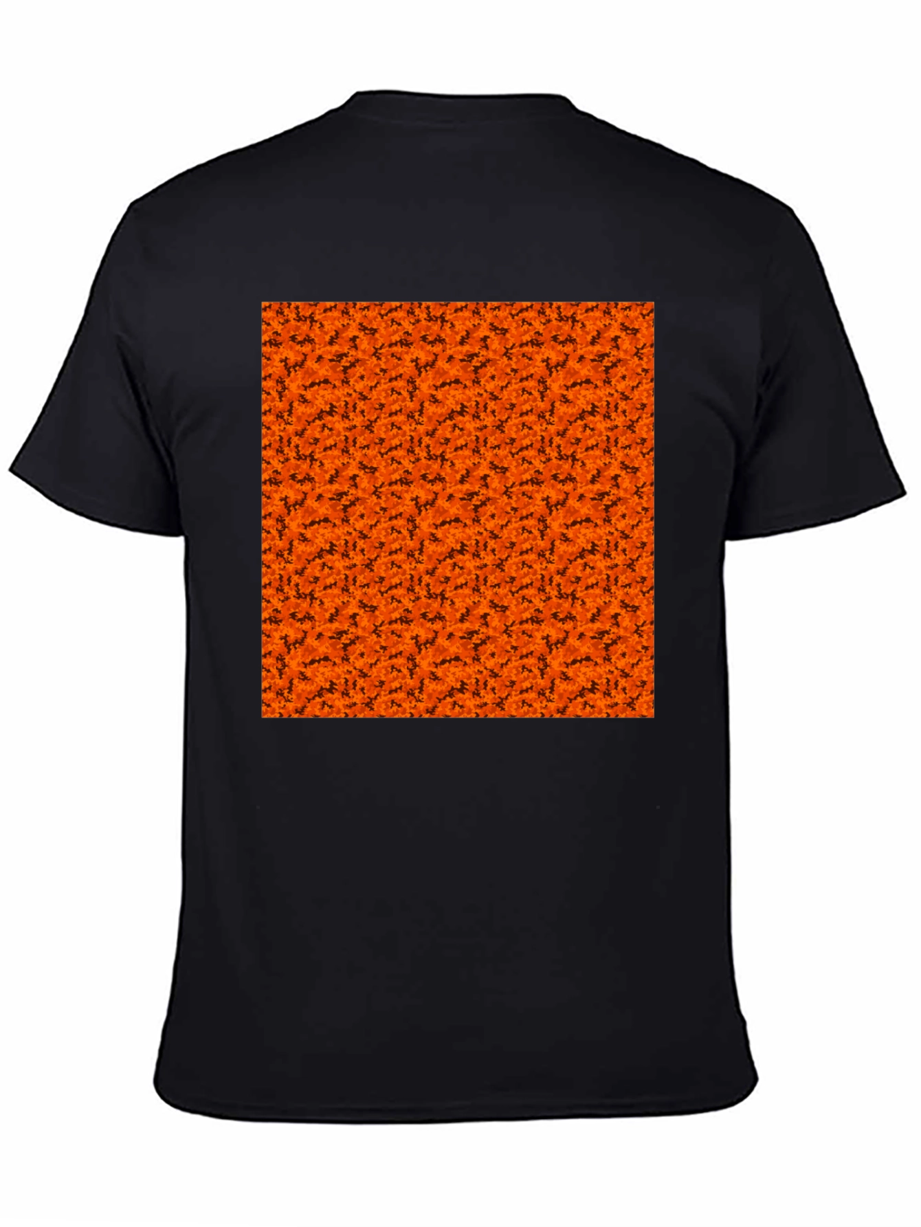 Black Halloween Orange Bats Pattern Black T-Shirt view 4