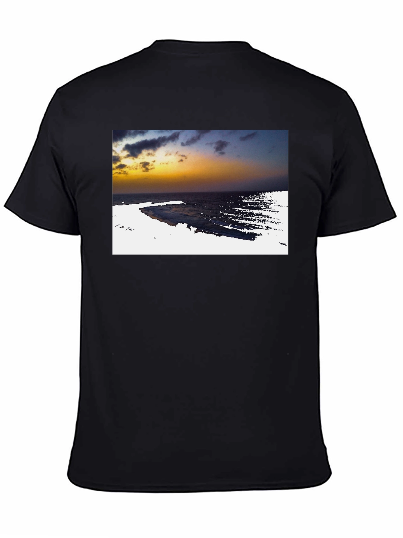 Black Ocean Sunset Graphic Tee - Black Cotton T-Shirt view 4