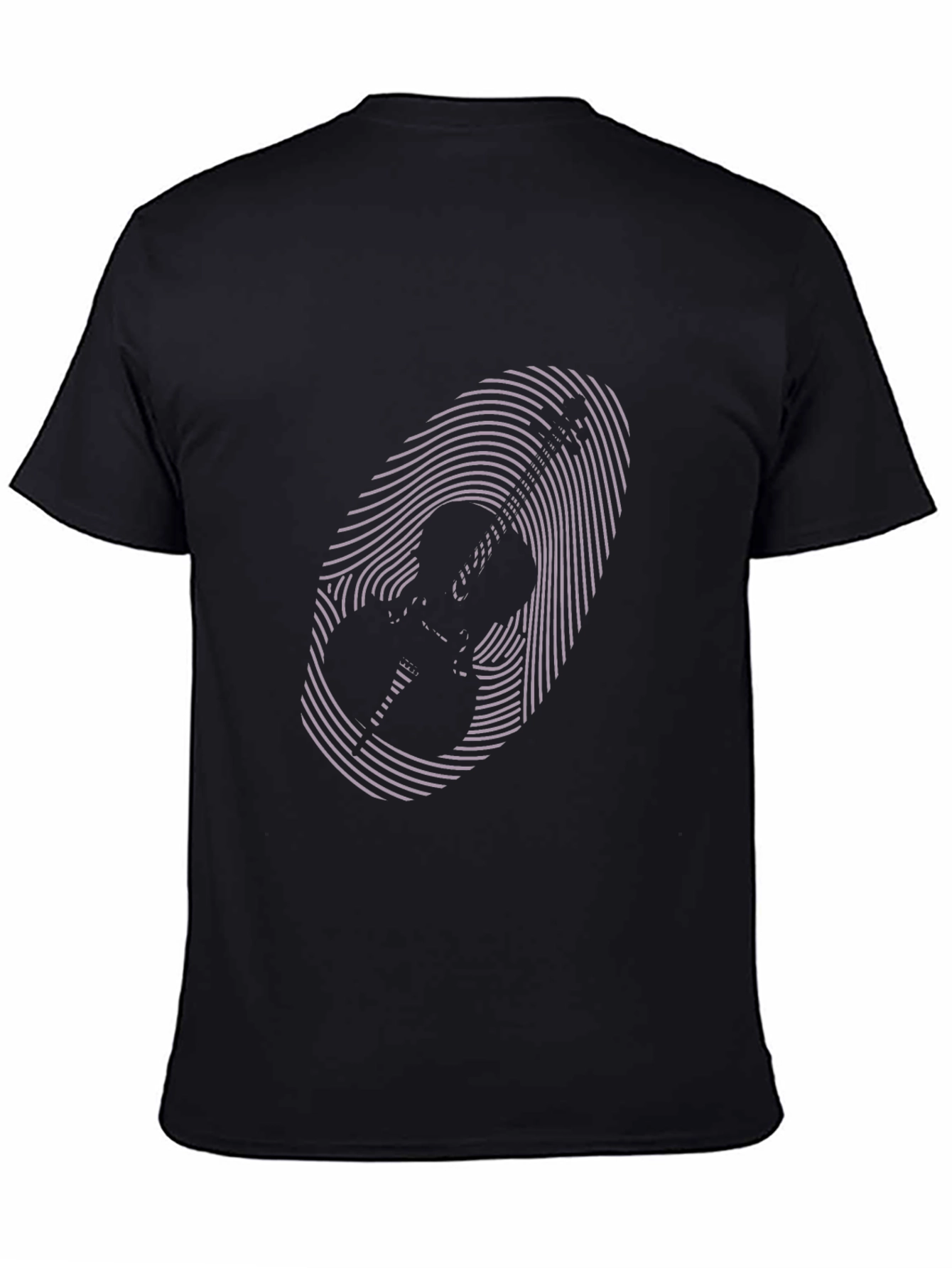 Black Acoustic Guitar Fingerprint T-Shirt view 4