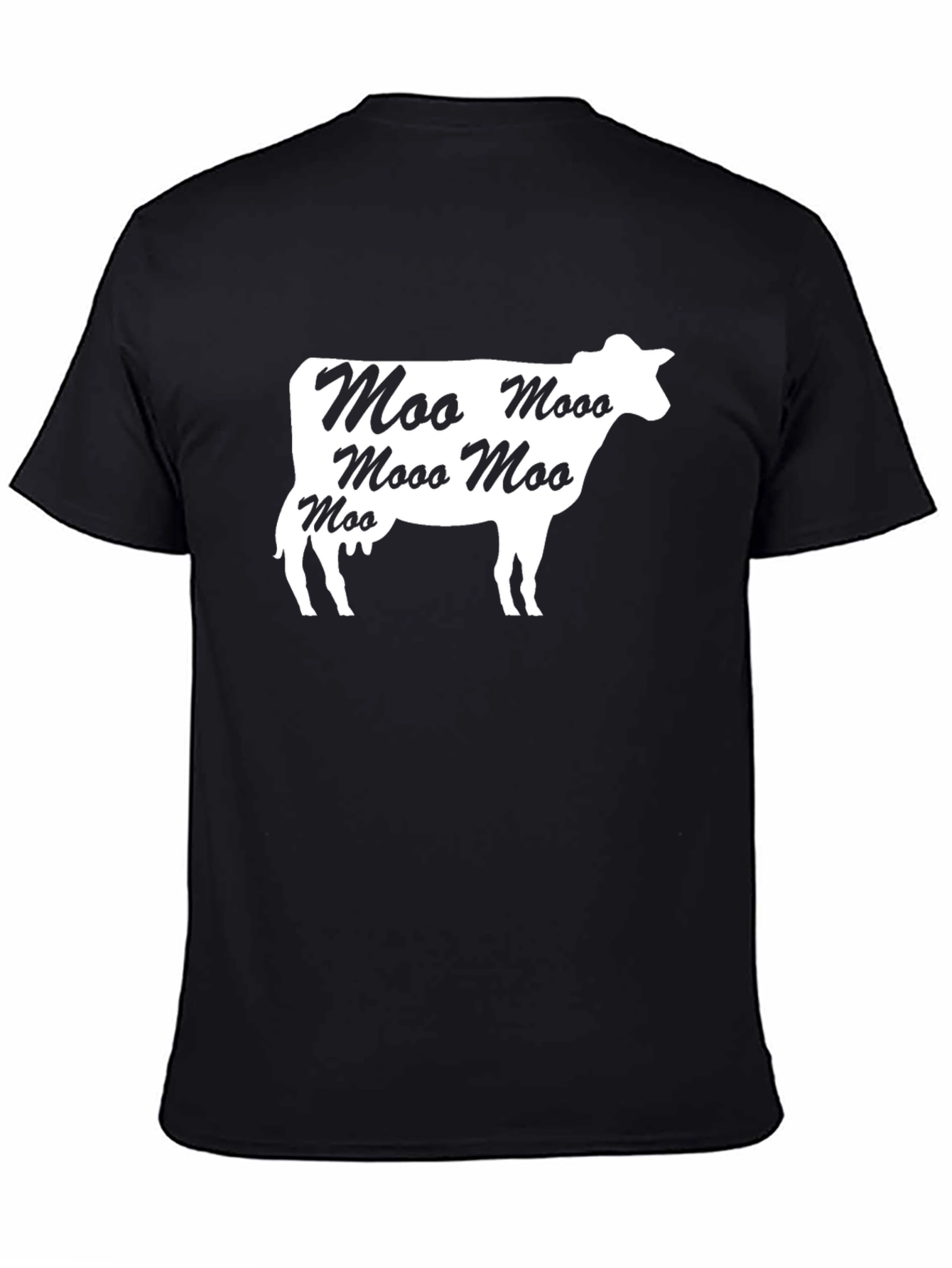 Black Moo Cow Graphic Tee - Black Cotton T-Shirt view 4