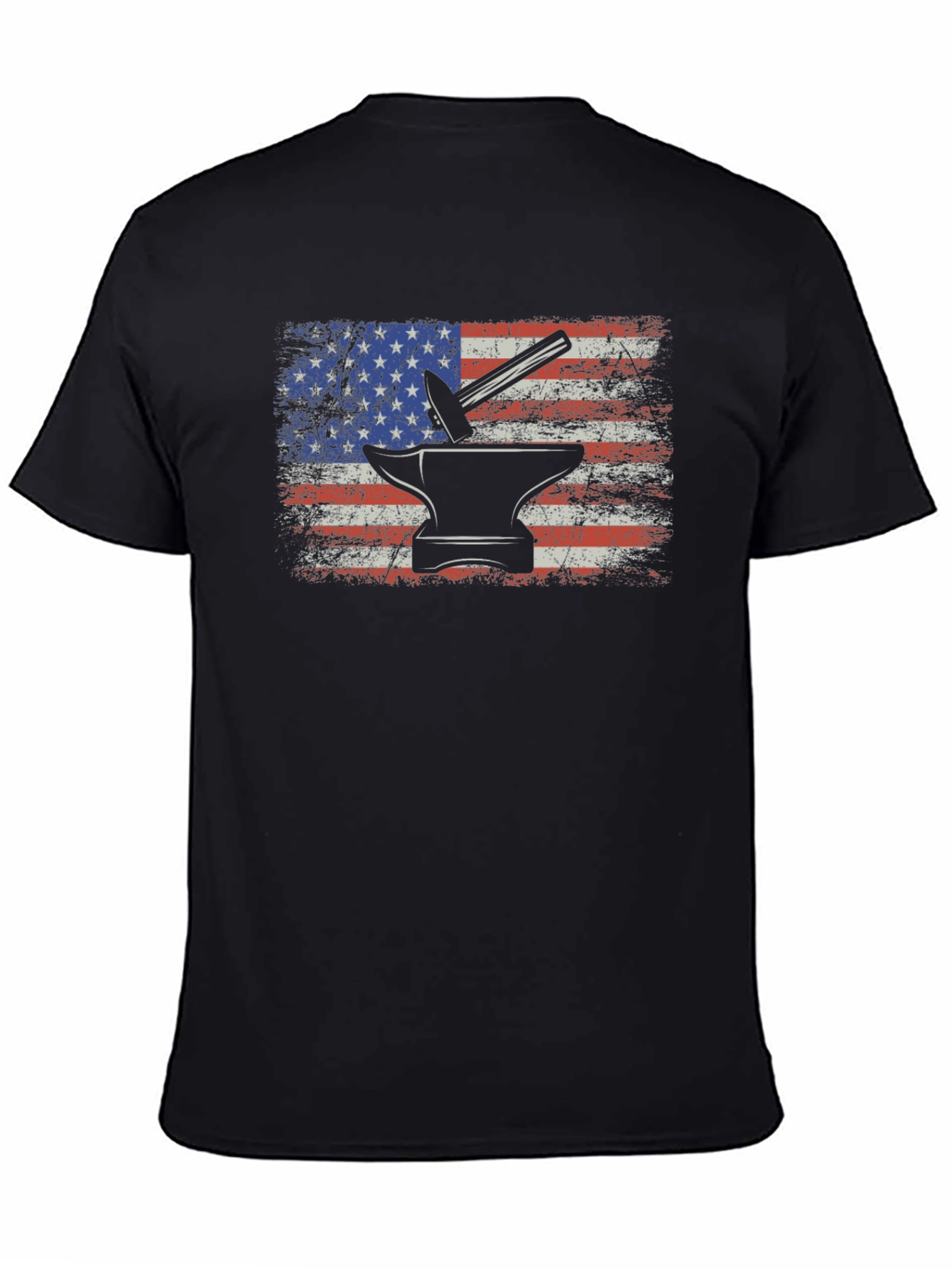 American Flag Blacksmith T-Shirt - Patriotic Anvil Hammer Tee - 4
