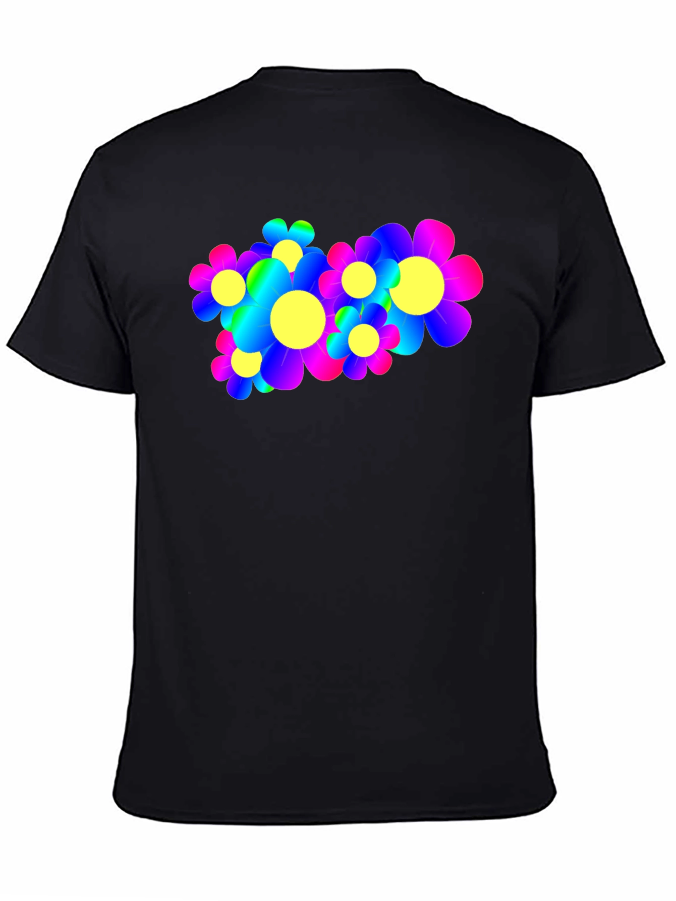Black Psychedelic Flower Power Graphic Tee view 4