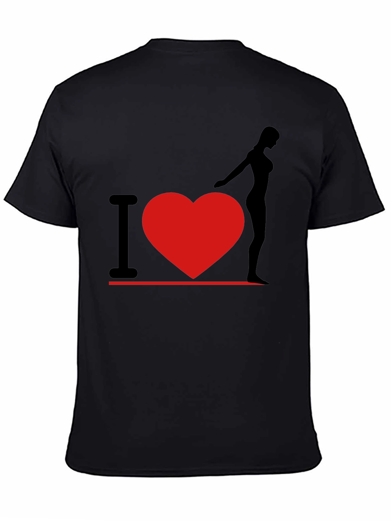 Black I Heart Woman T-Shirt - Black, Graphic Tee view 4