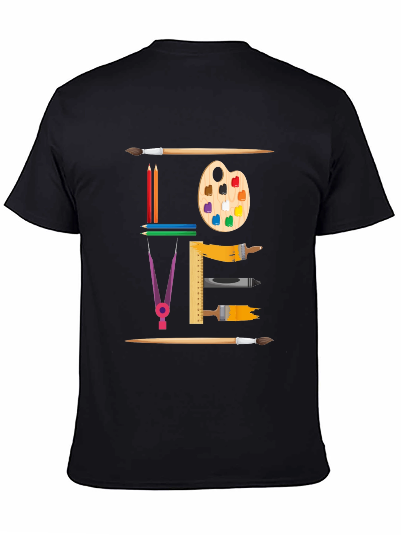 Black Artistic Love Graphic T-Shirt view 4
