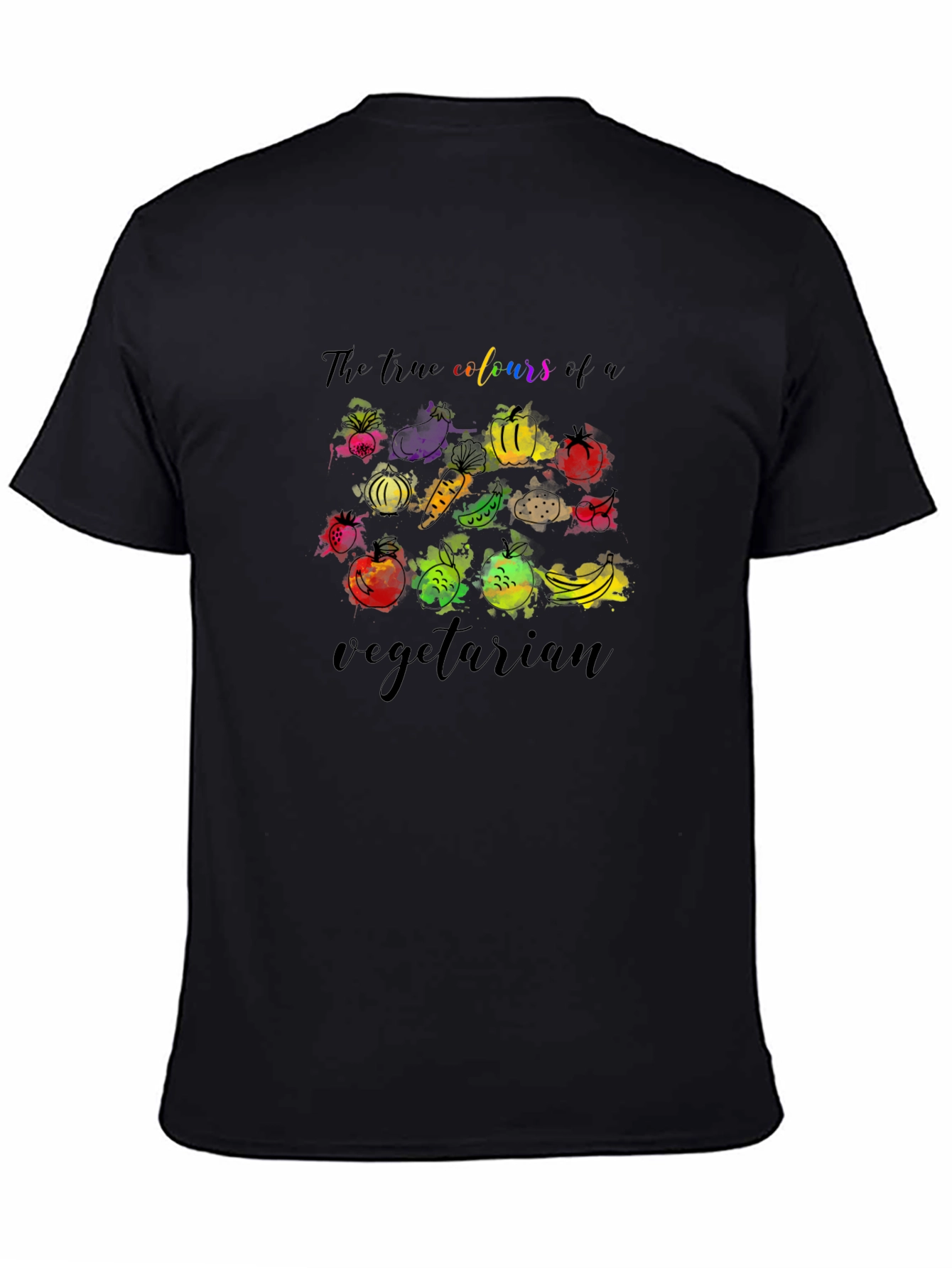 Black Vegetarian T-Shirt - True Colors Graphic Tee view 4
