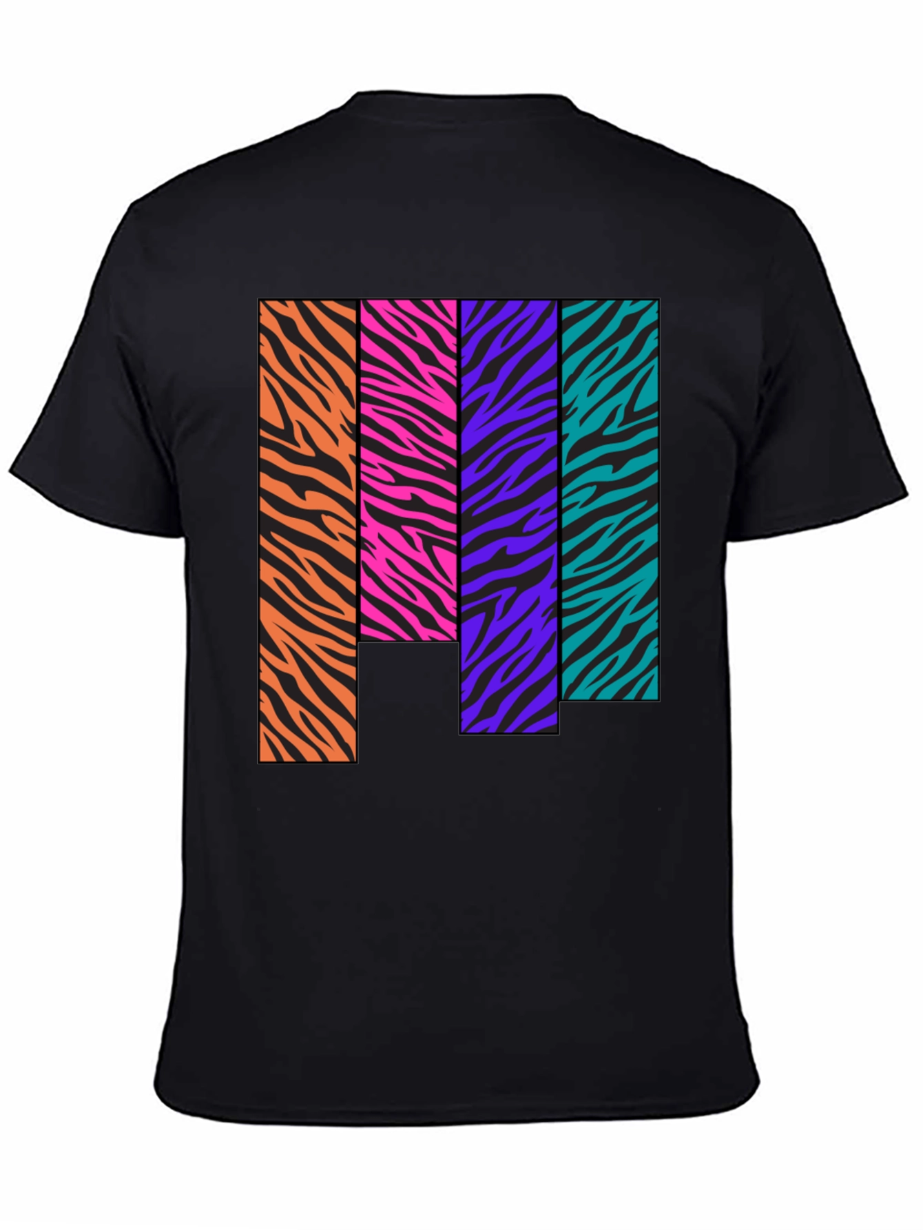 Black Retro Zebra Stripe Block Tee view 4
