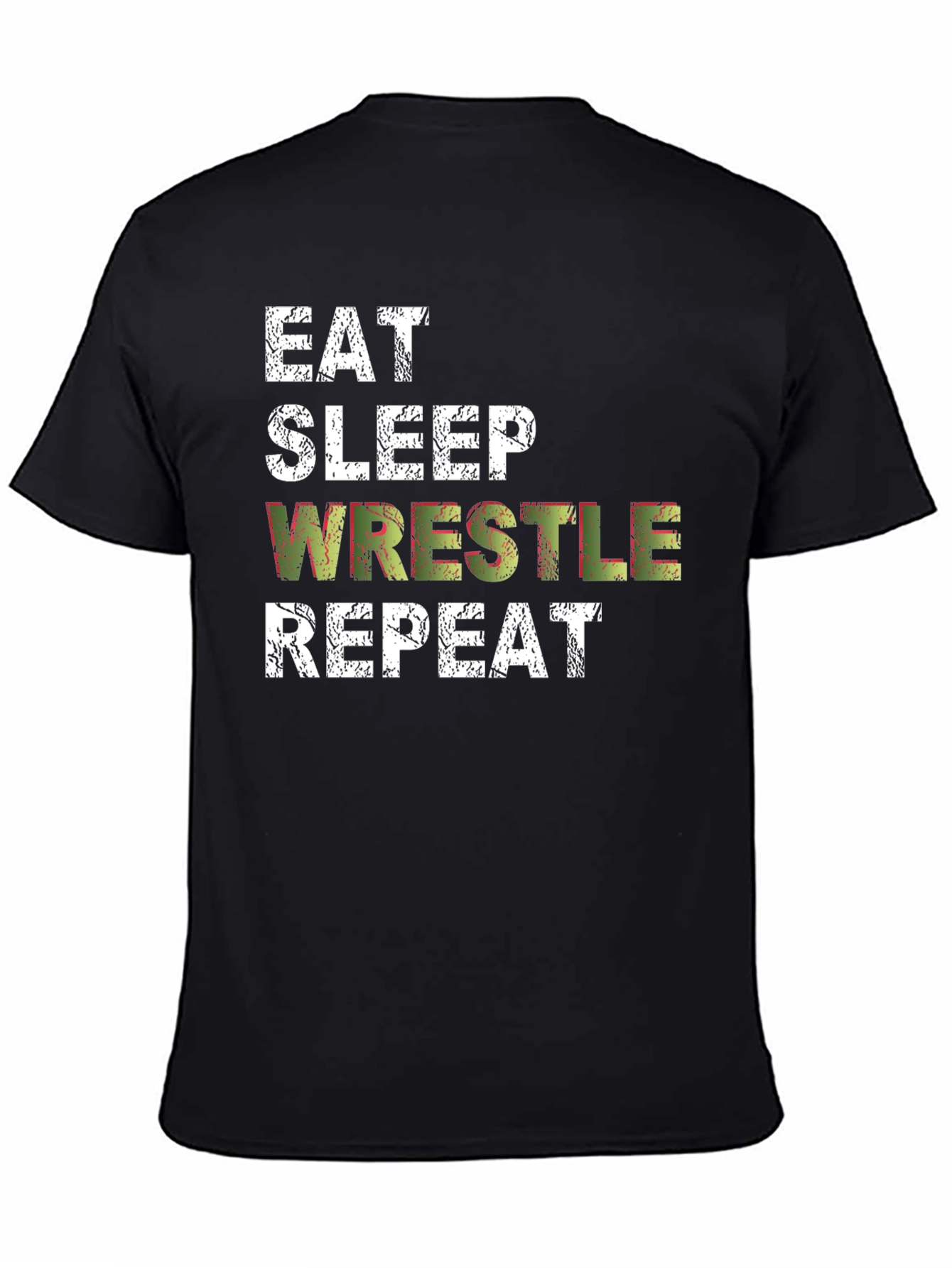Black Eat Sleep Wrestle Repeat Black T-Shirt view 4