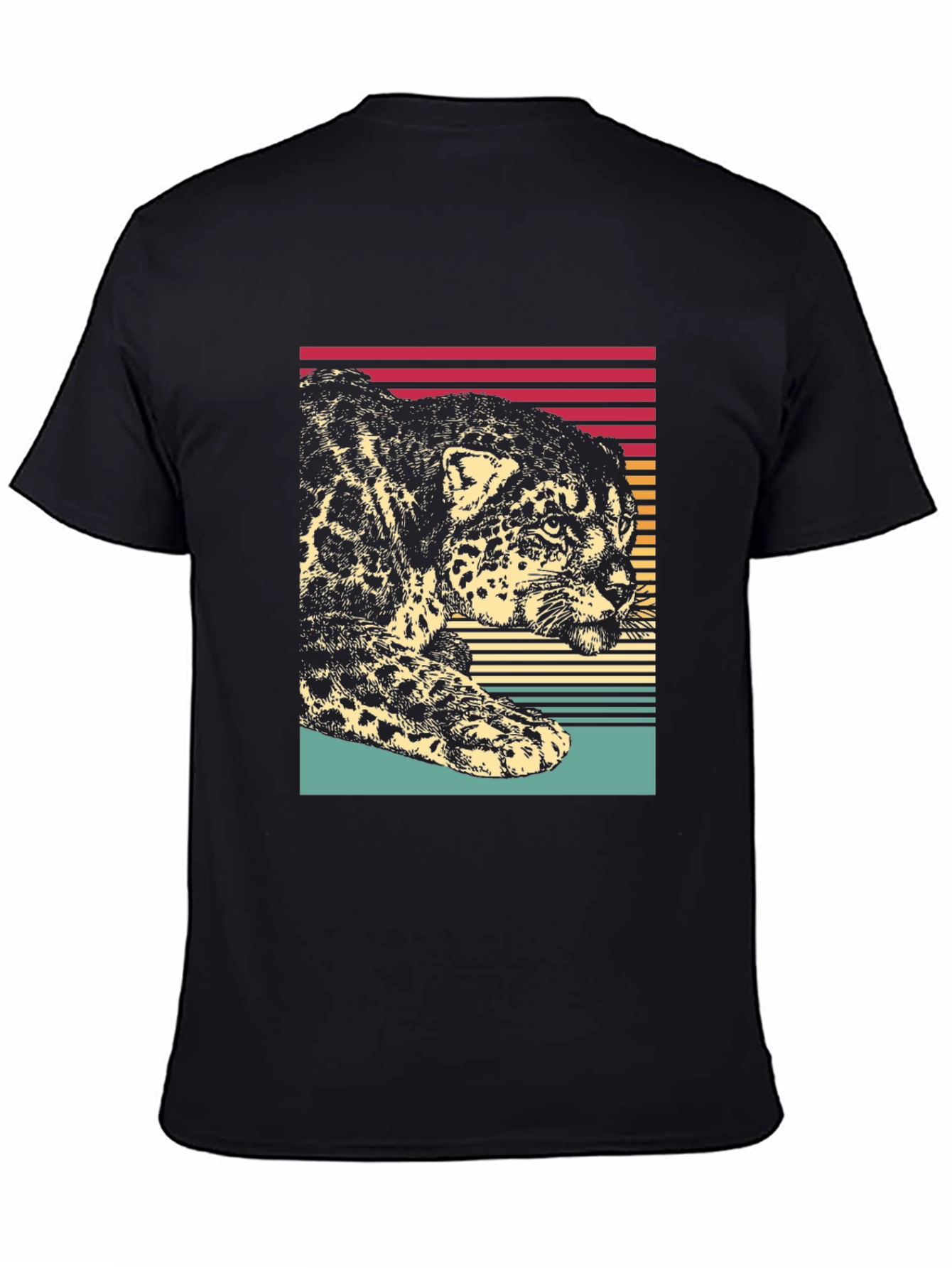 Black Retro Jaguar Graphic Tee - Black Cotton Blend view 4