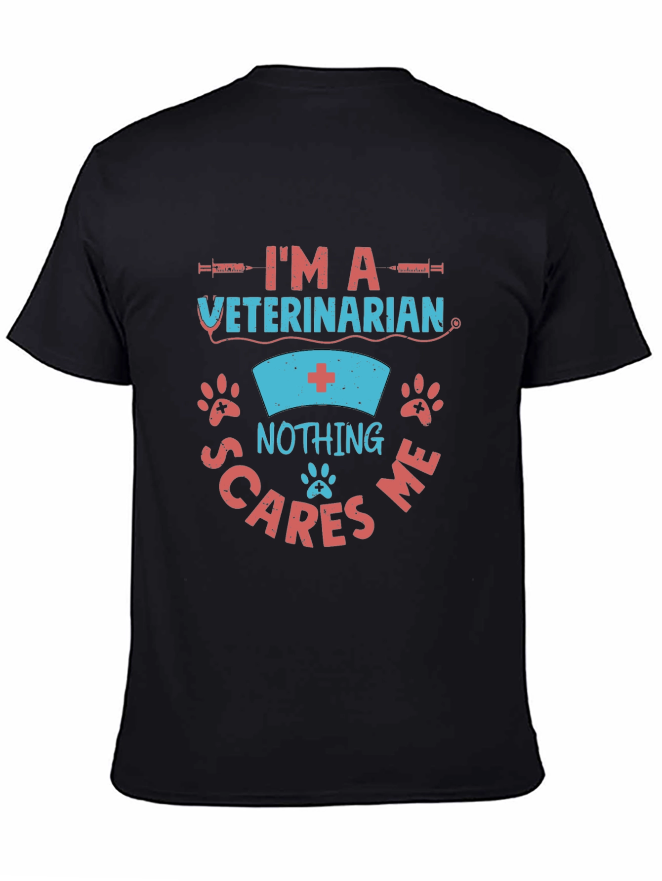 Black Veterinarian Nothing Scares Me Graphic T-Shirt view 4