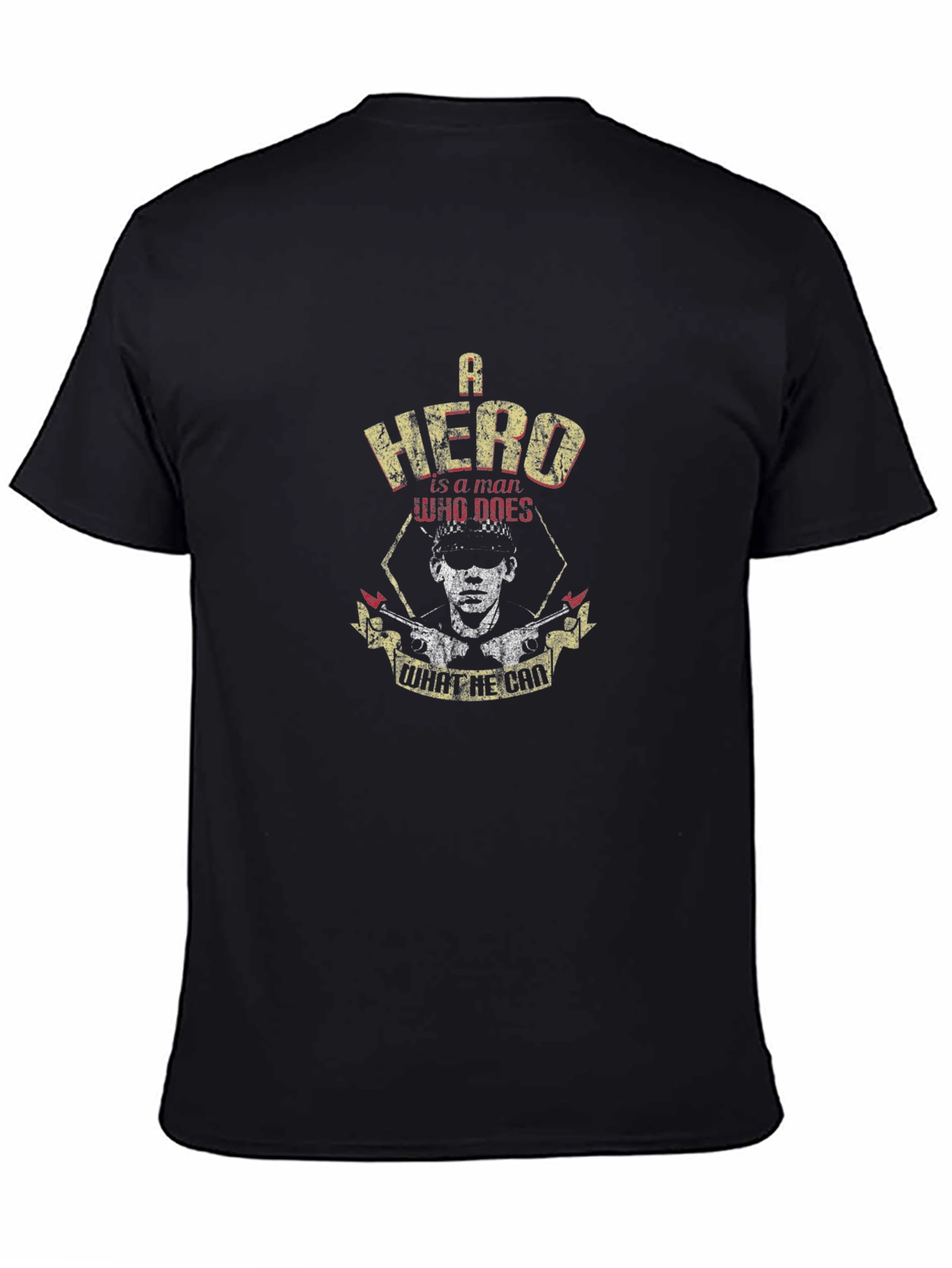 Black A Hero T-Shirt - Graphic Print Men's Tee view 4
