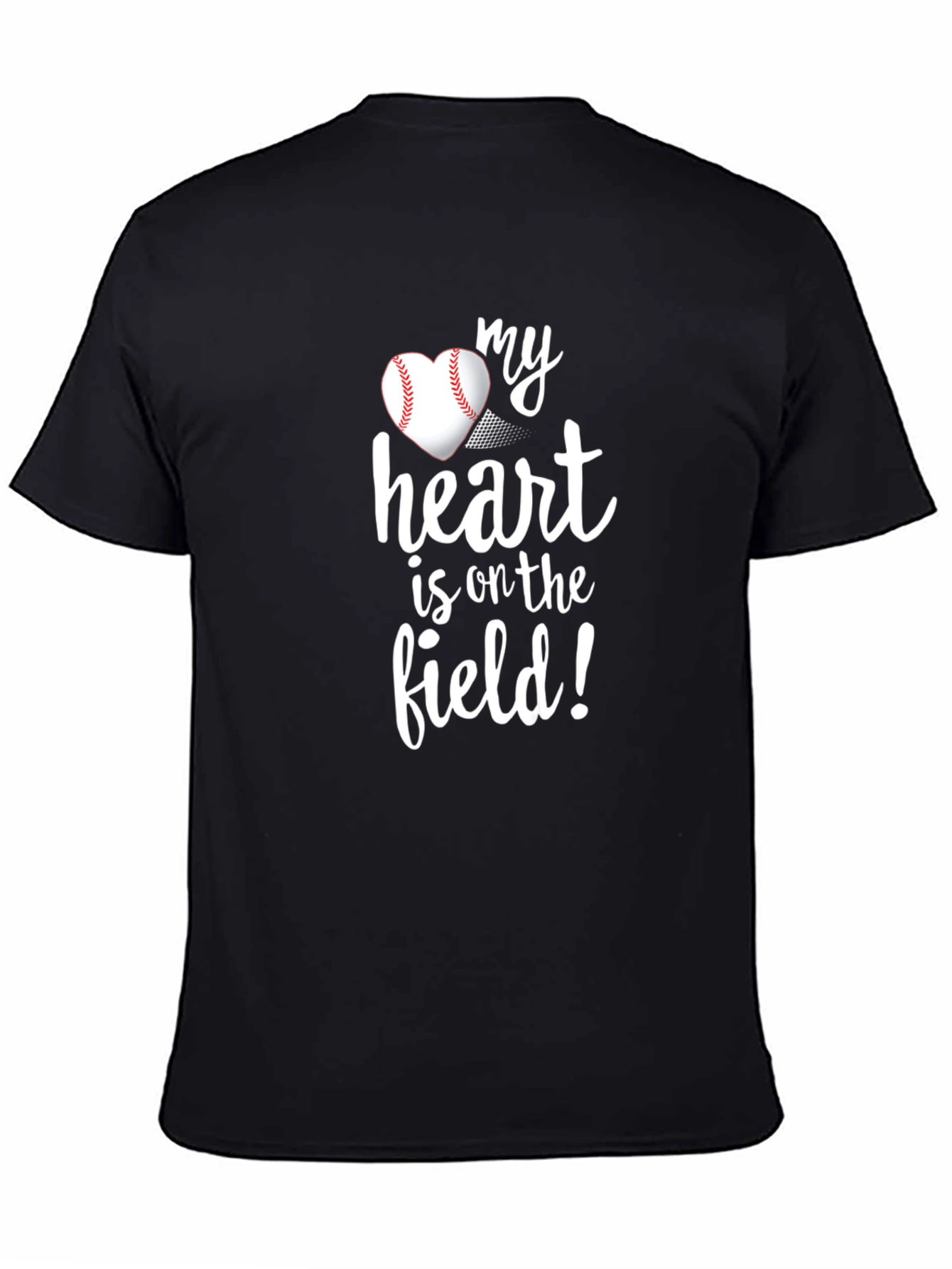 Black Baseball Heart T-Shirt - My Heart is on the Field! view 4