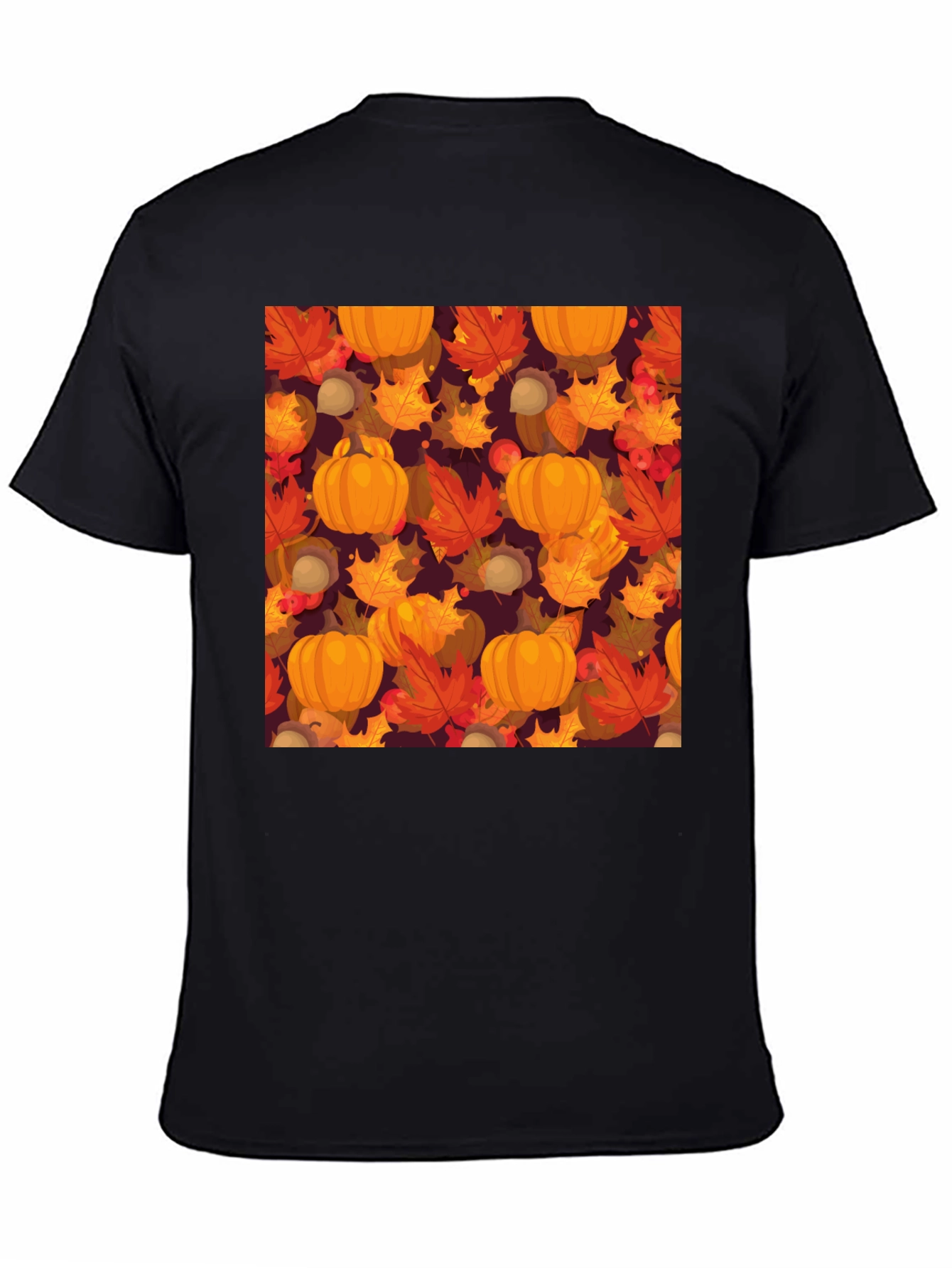 Fall Harvest T-Shirt: Pumpkins & Autumn Leaves Pattern - 4