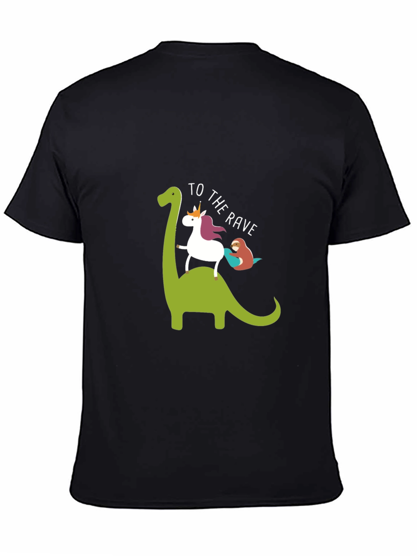 Black Dino Unicorn Rave T-Shirt - Funny Graphic Tee view 4