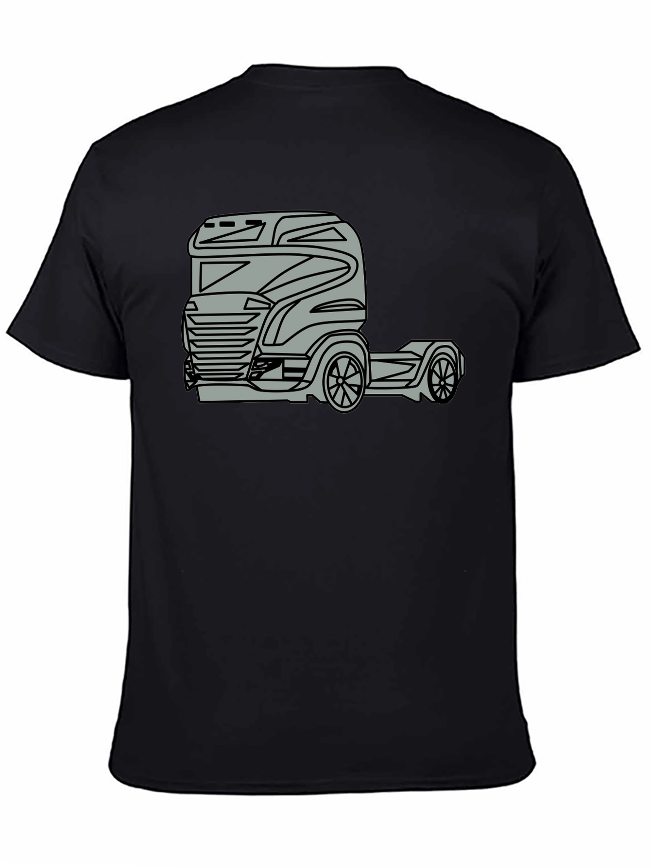 Black Truck Graphic Tee - Modern Black Cotton Blend T-Shirt view 4