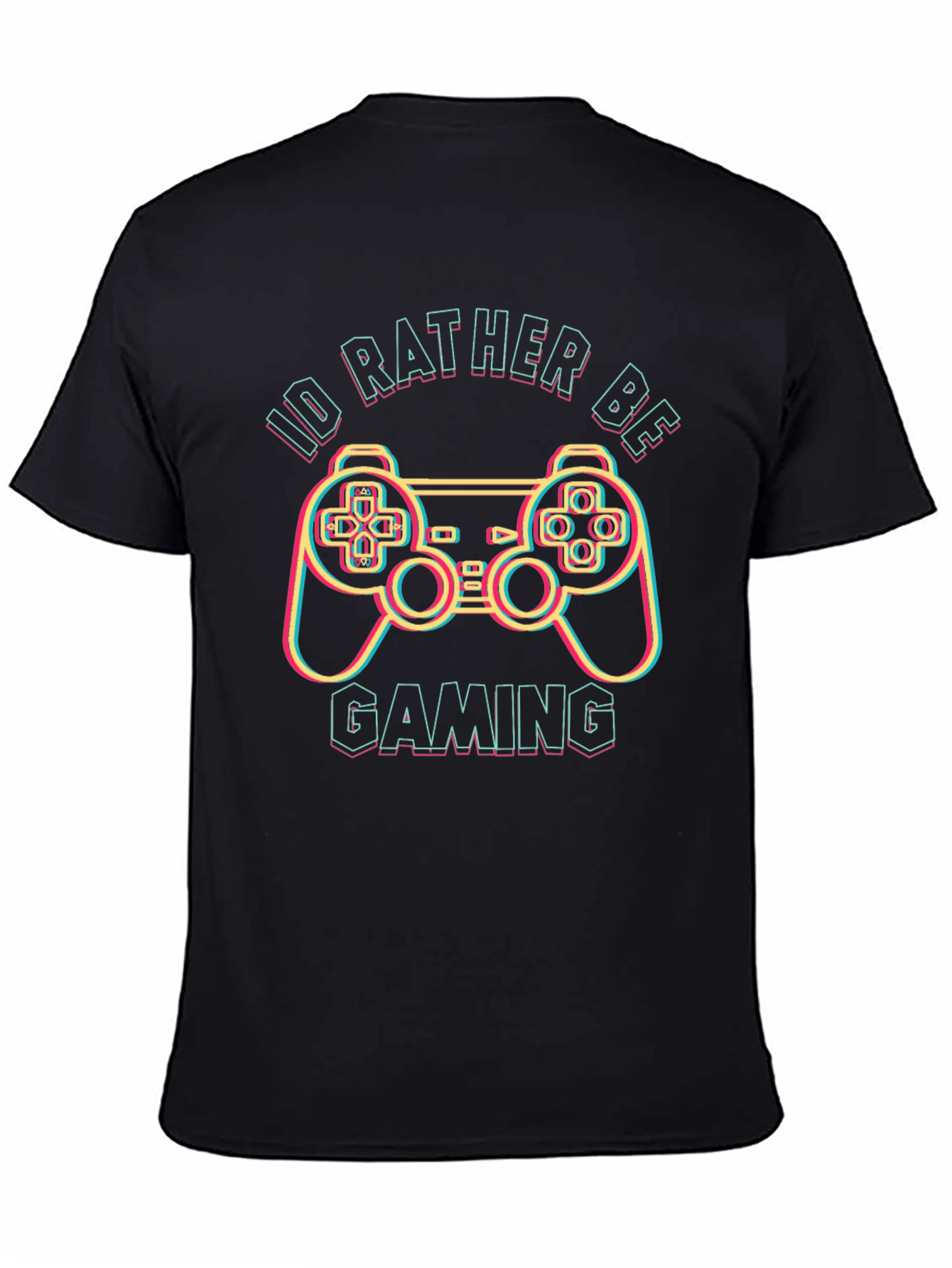 Black I'd Rather Be Gaming T-Shirt - Gamer Gift view 4