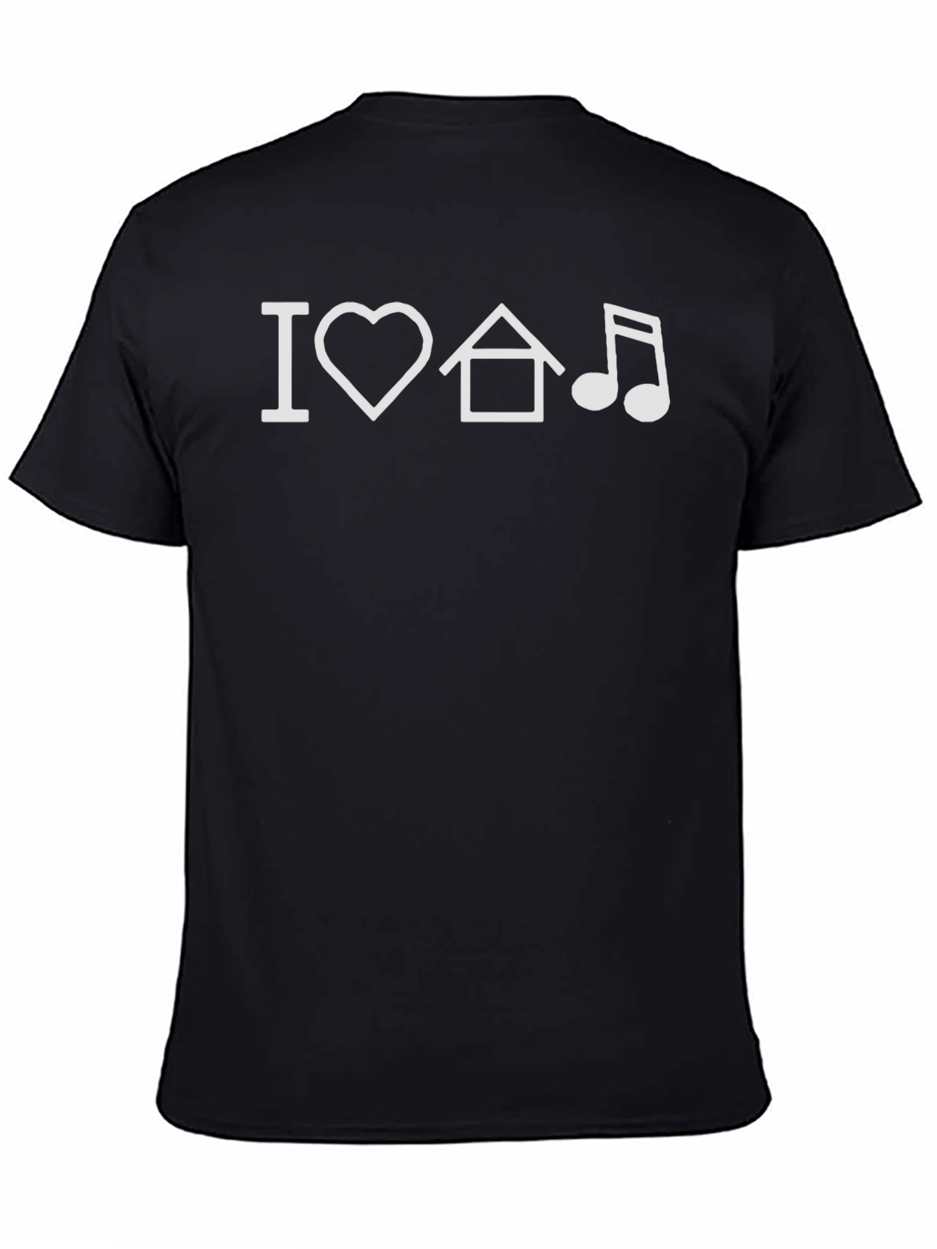 Black I Love House Music Graphic T-Shirt view 4