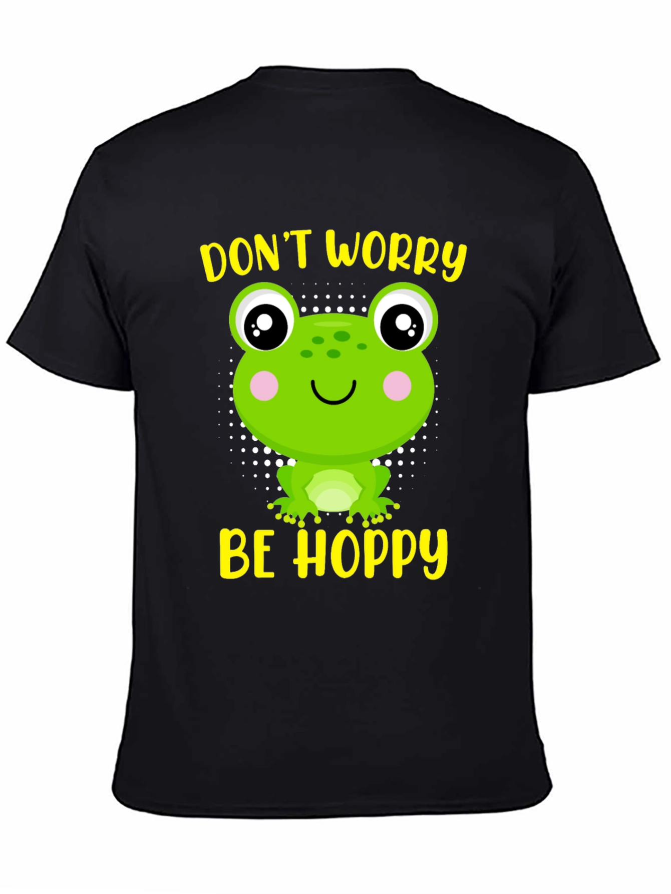 Black Don't Worry Be Hoppy Frog Graphic Tee view 4