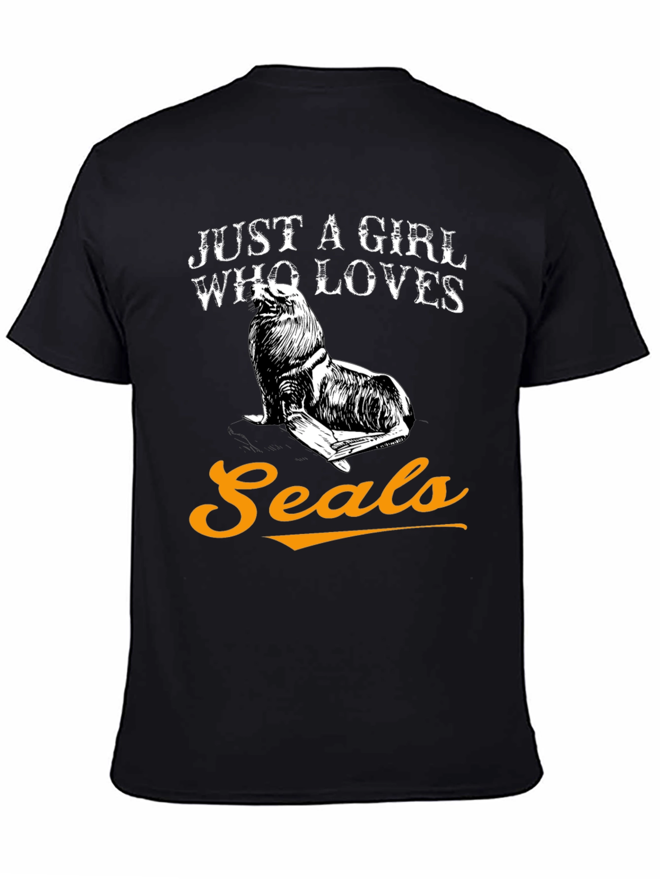 Black Just a Girl Who Loves Seals Graphic T-Shirt view 4