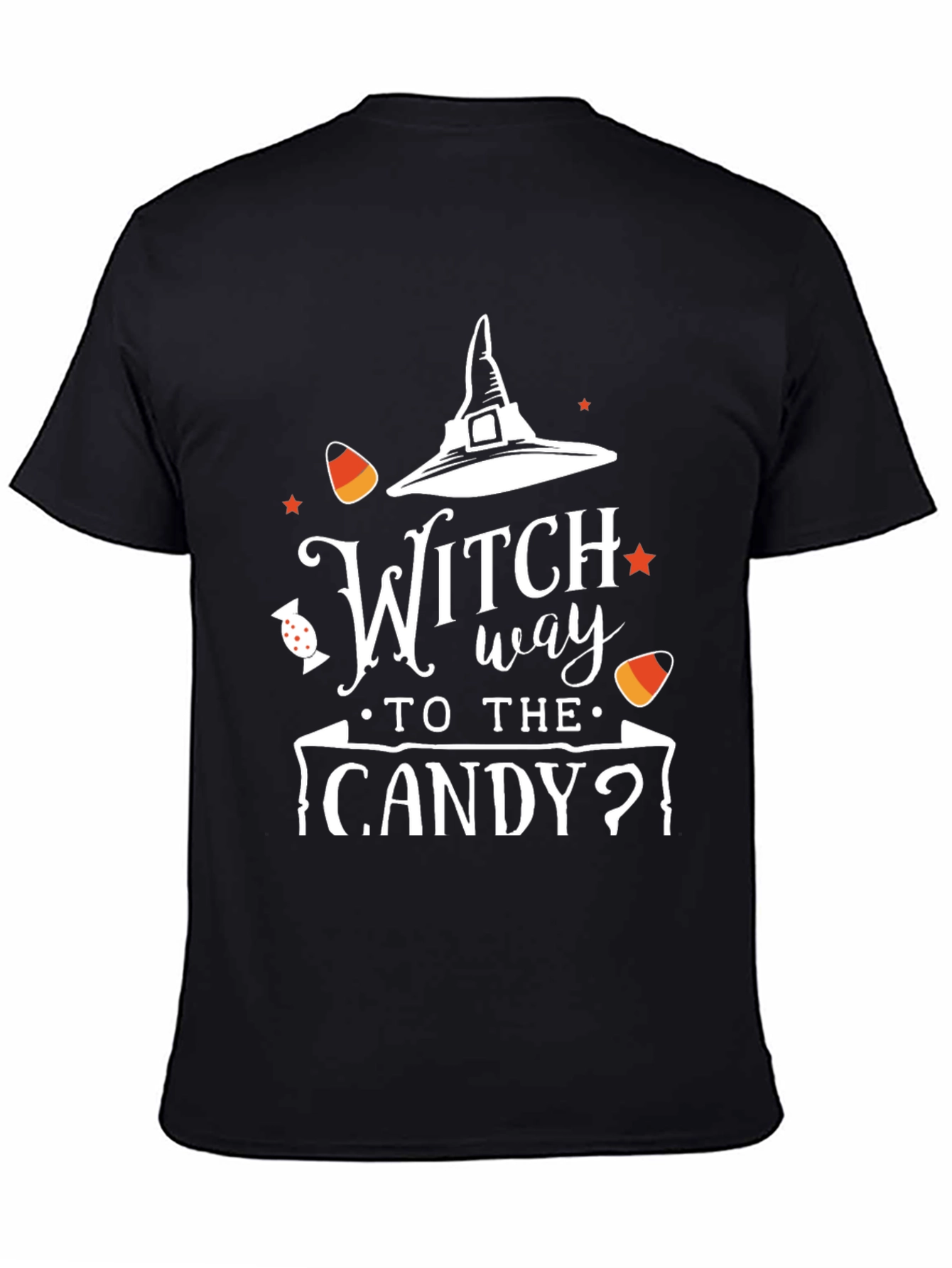Black Witch Way to the Candy? Halloween T-Shirt view 4
