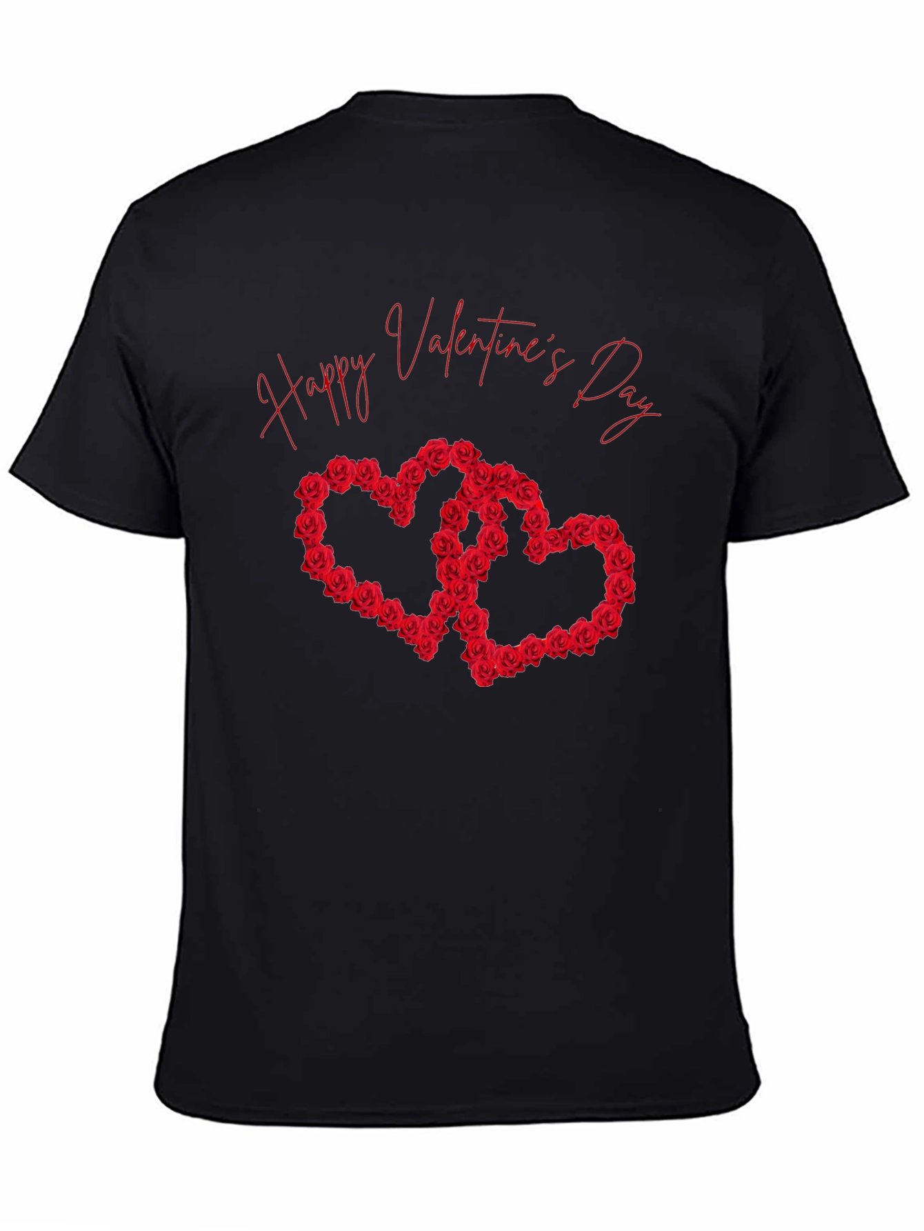 Black Happy Valentine's Day Rose Heart Graphic Tee view 4