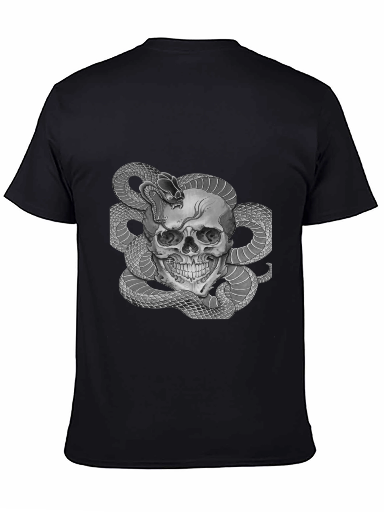 Black Skull & Snake Graphic Tee - Men's Black T-Shirt view 4