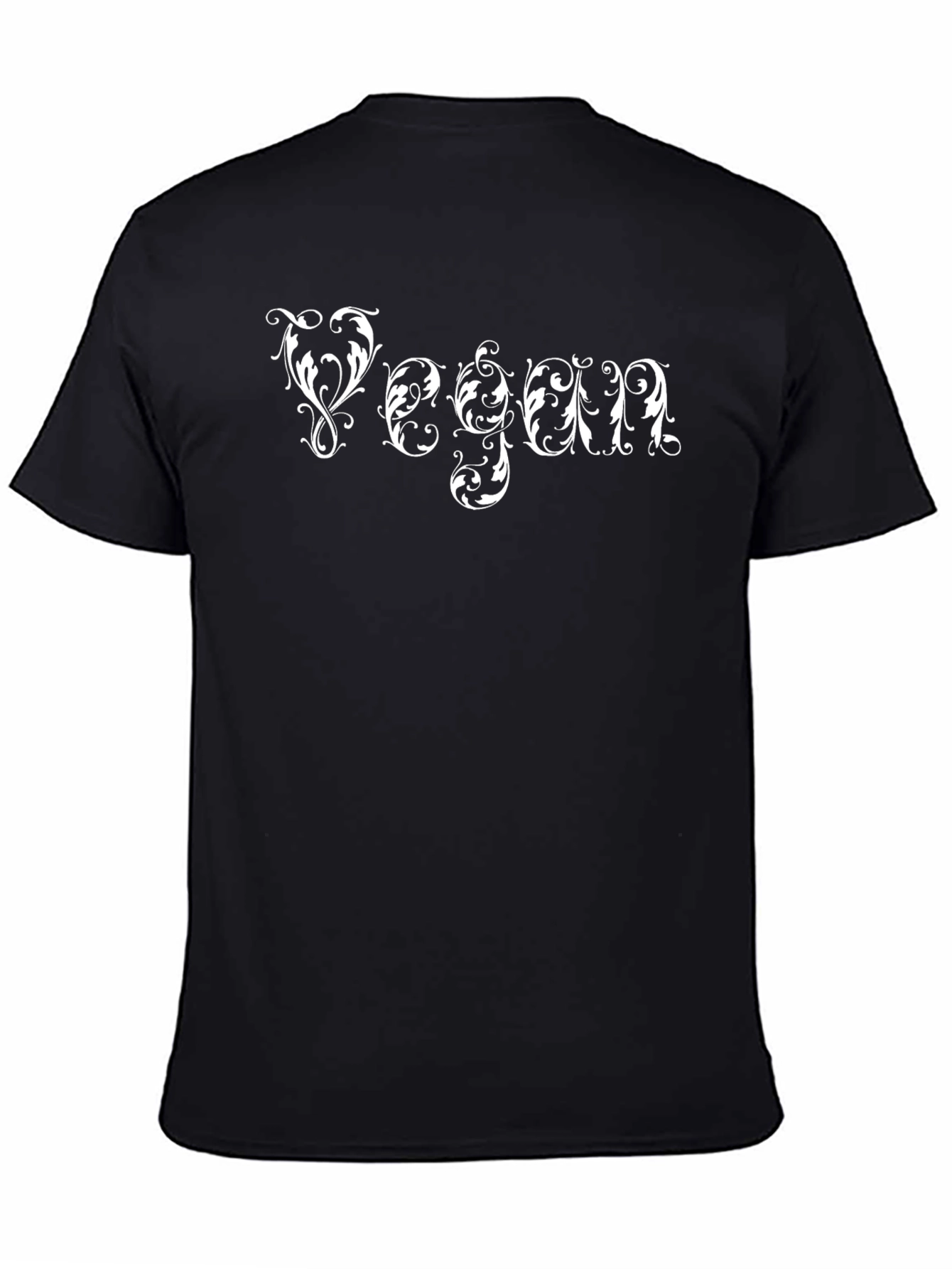 Black Vegan Ornamental Script Black T-Shirt view 4