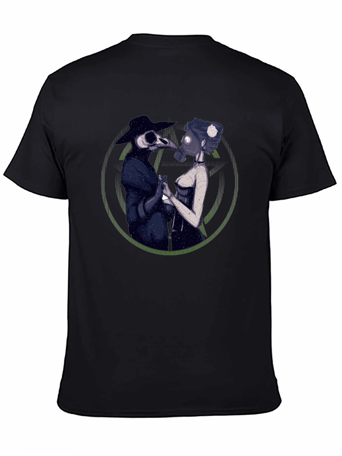 Black Plague Doctor Couple Graphic Tee - Black view 4