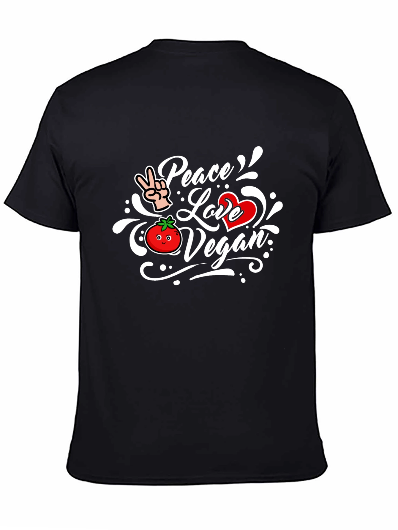 Black Peace Love Vegan Black T-Shirt view 4