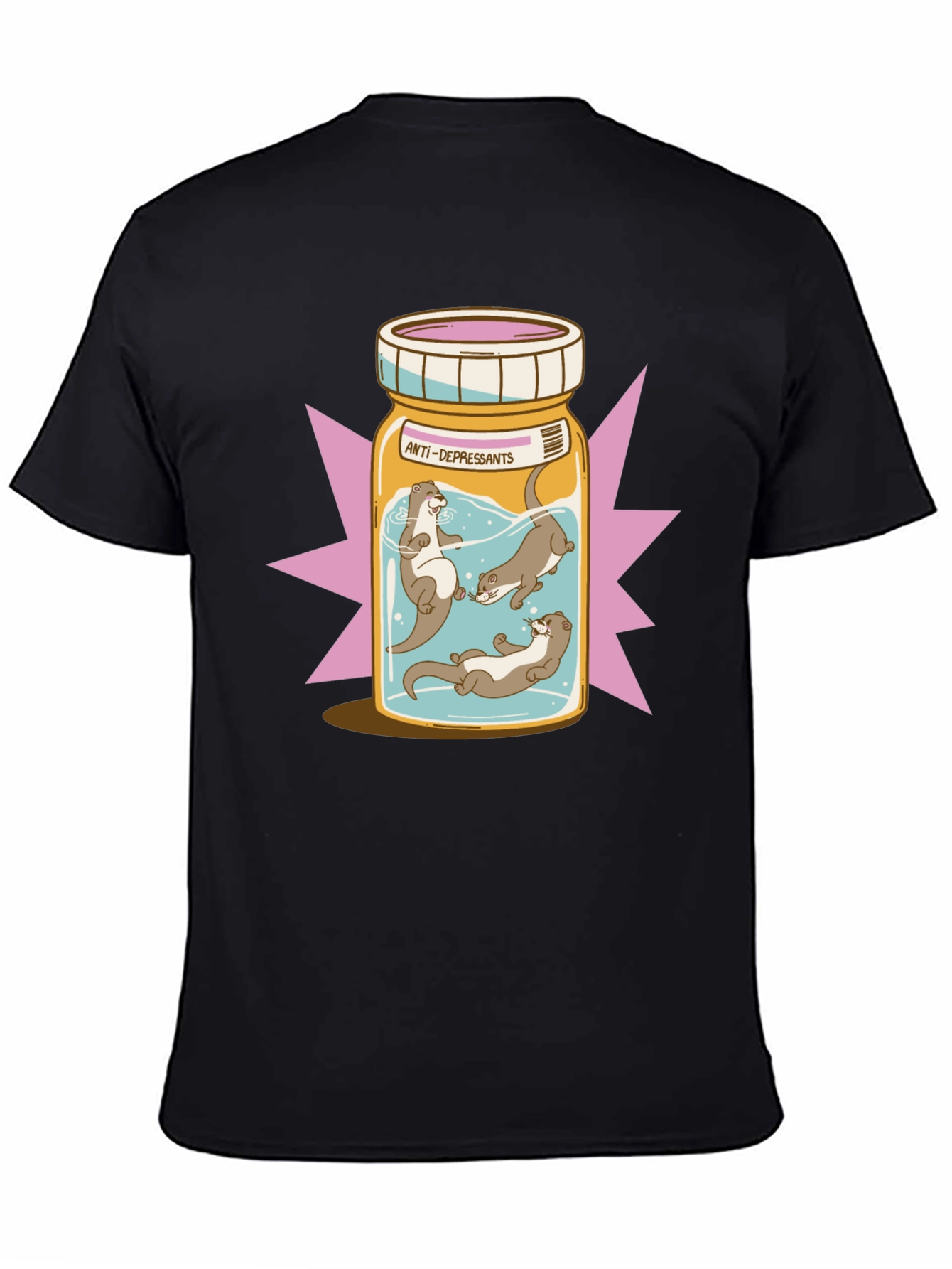 Black Otter Antidepressant T-Shirt - Playful Graphic Tee view 4