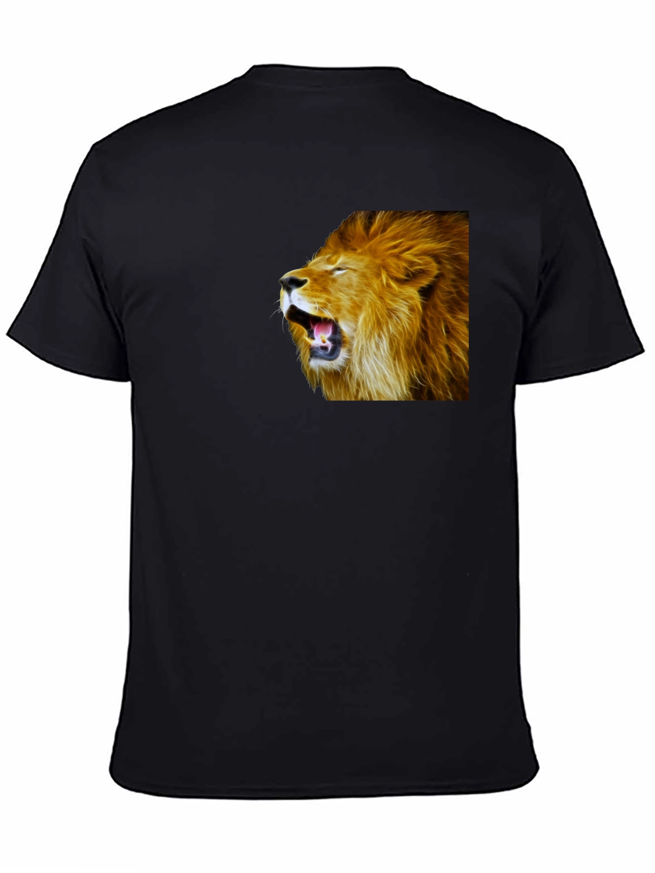 Black Roaring Lion Graphic Black T-Shirt view 4