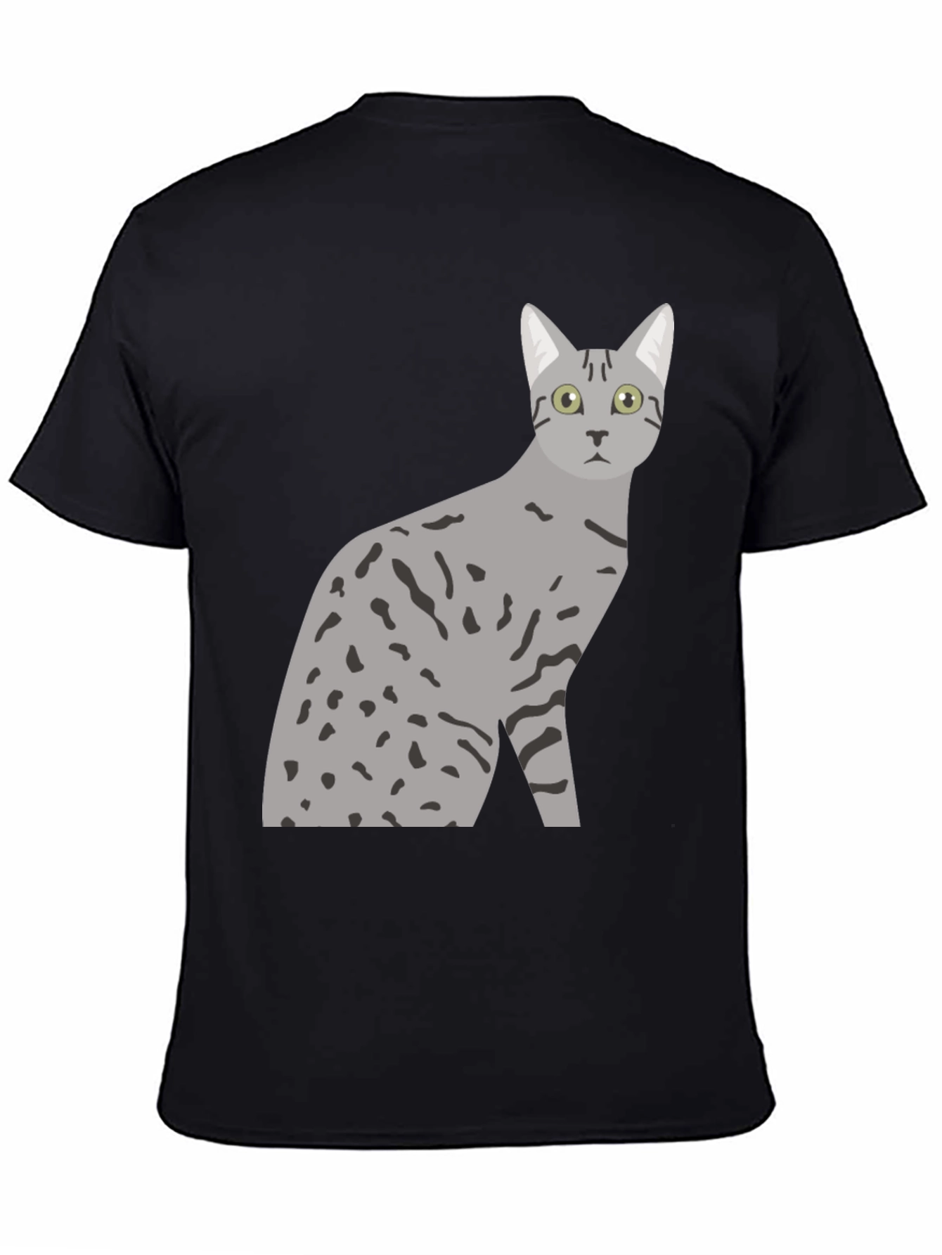 Black Cool Cat Graphic Tee - Black Cotton Blend Shirt view 4
