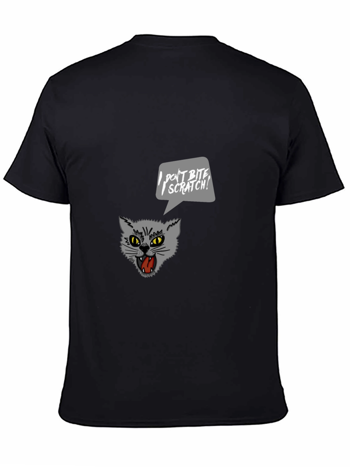 Black Cat-itude T-Shirt: "I Don't Bite, I Scratch!" view 4