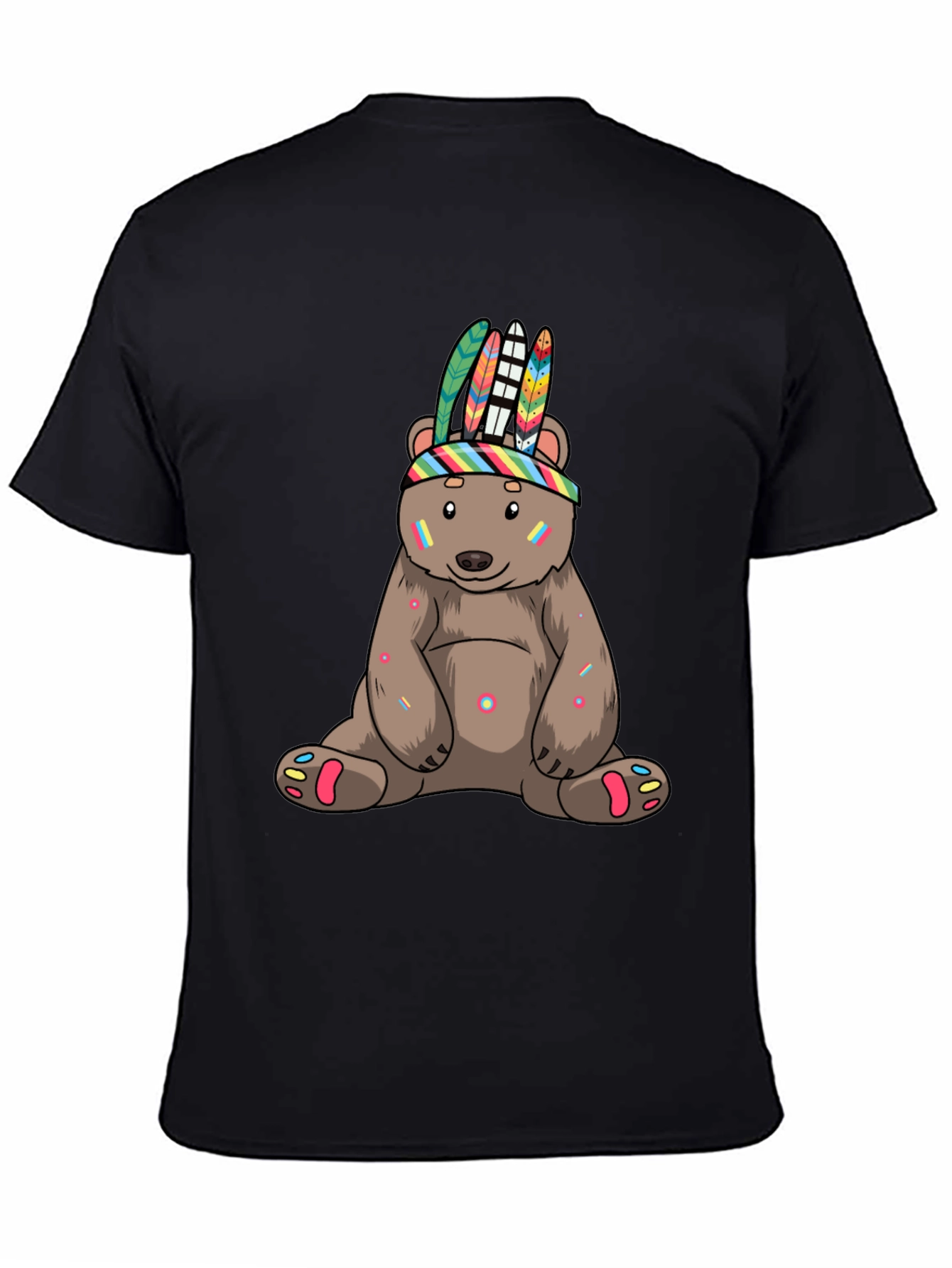 Black Cool Bear T-Shirt - Fun, Colorful Design view 4