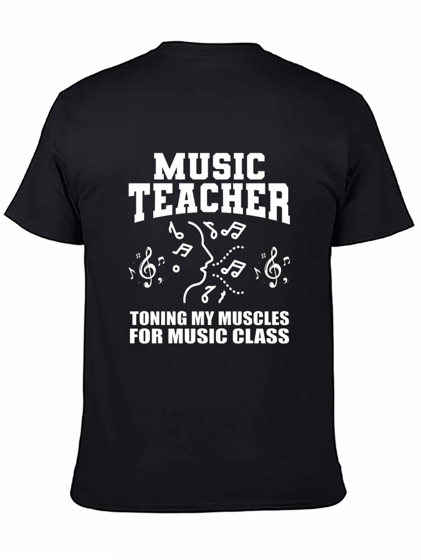 Black Music Teacher T-Shirt - Toning My Muscles for Class view 4