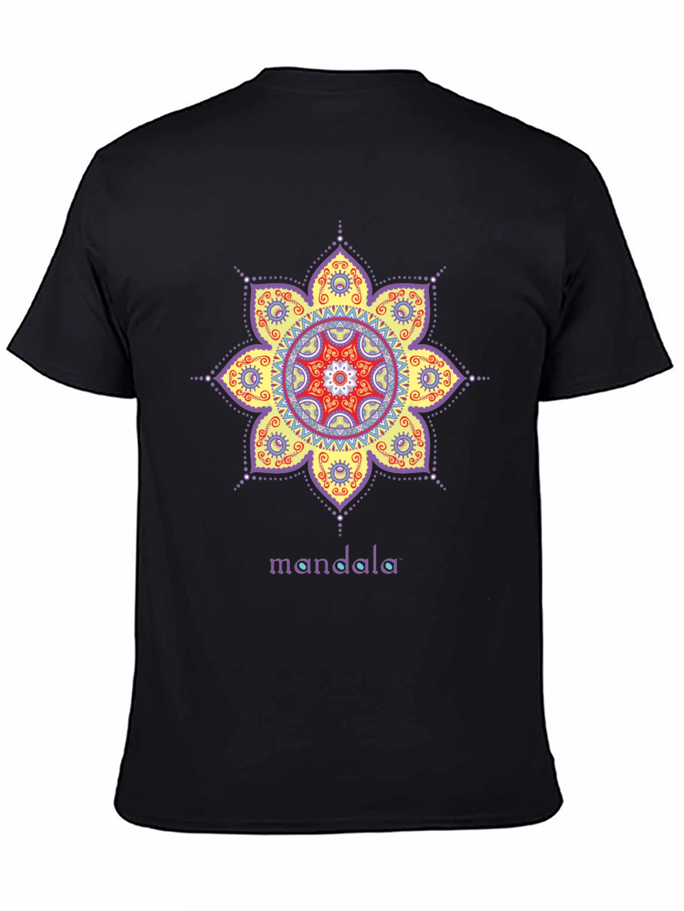 Black Mandala Print Black T-Shirt view 4