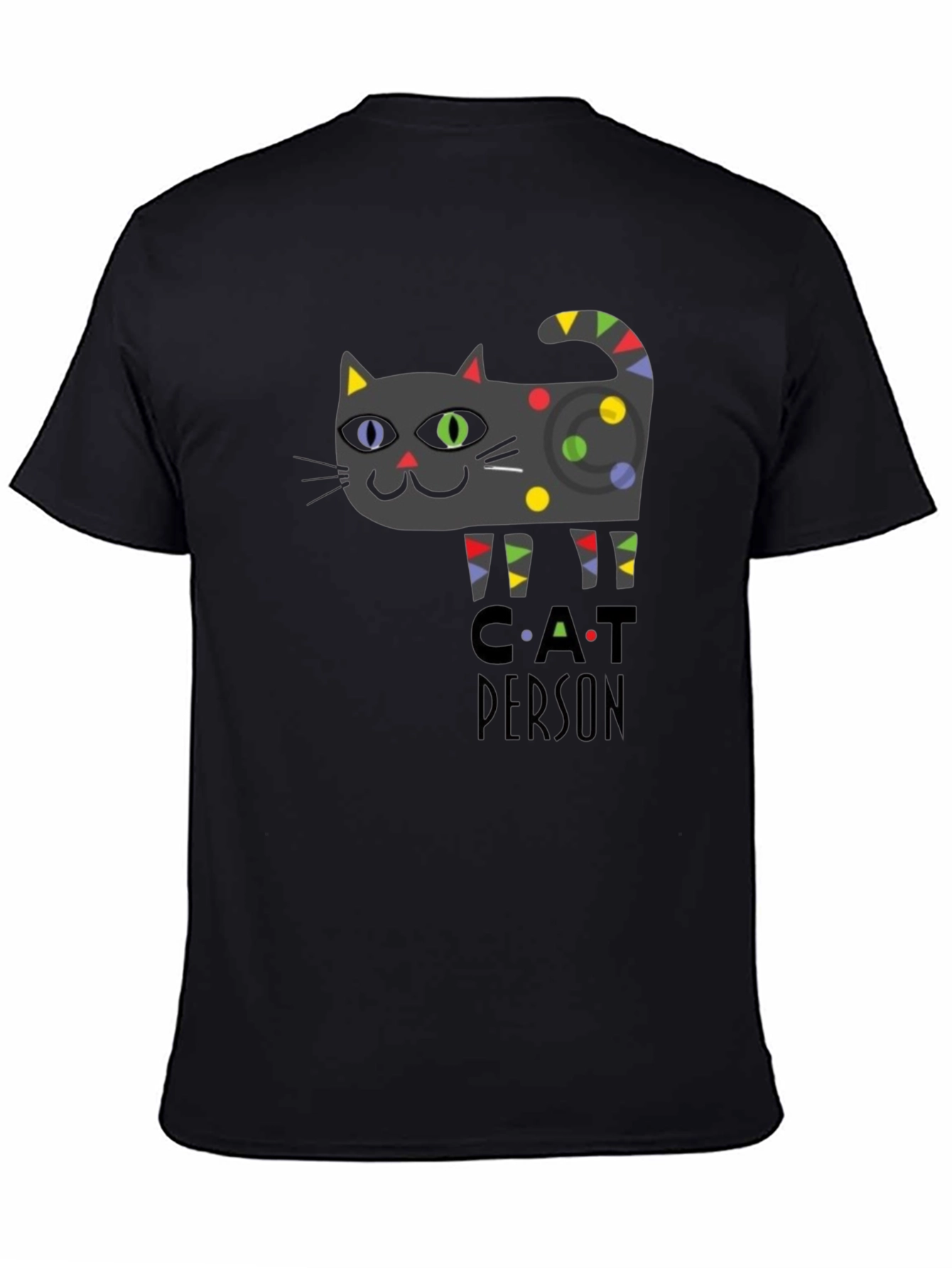 Black Cat Person Graphic Print T-Shirt - Novelty Tee view 4