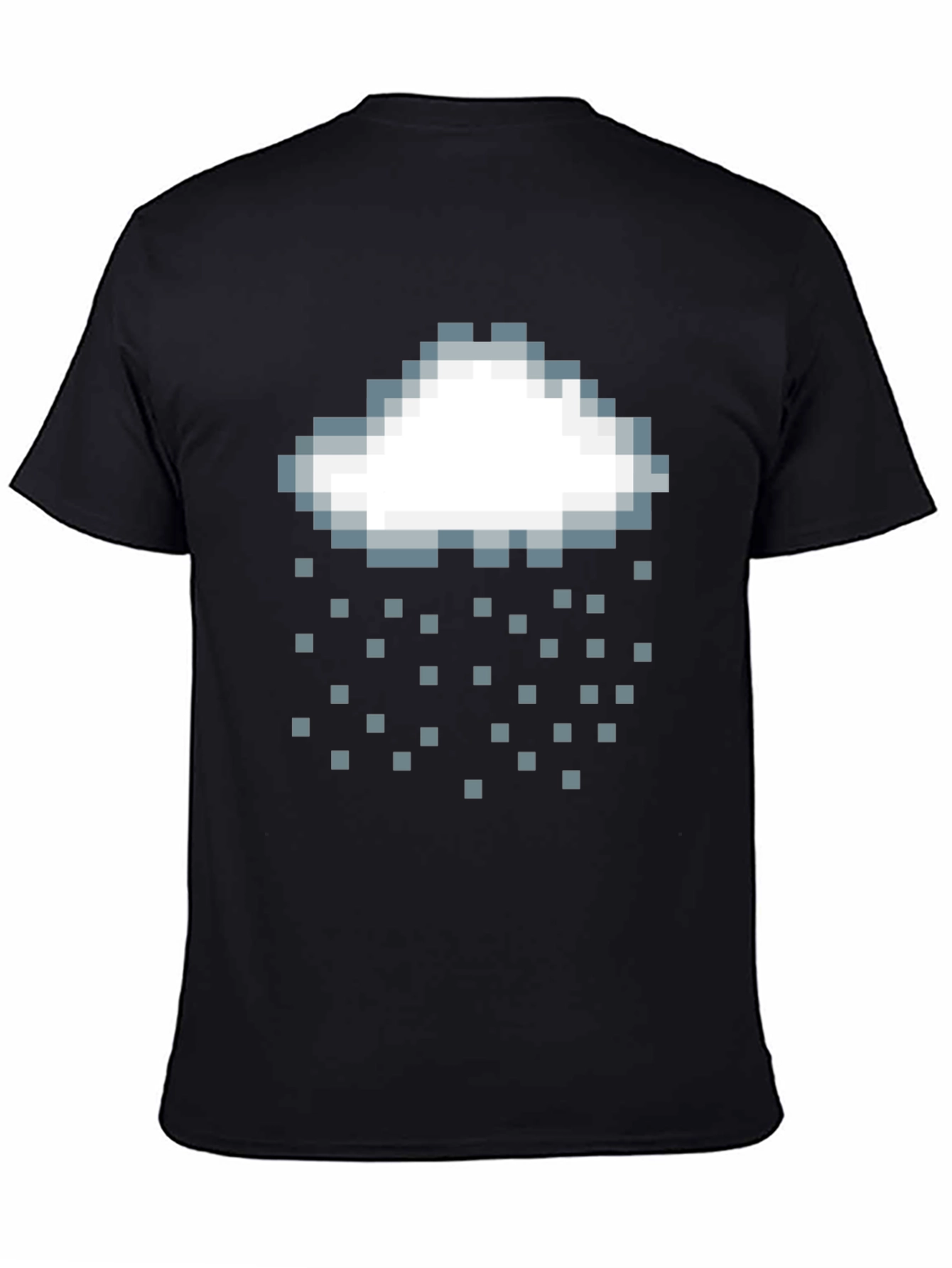 Black Pixel Rain Cloud Graphic Black T-Shirt view 4