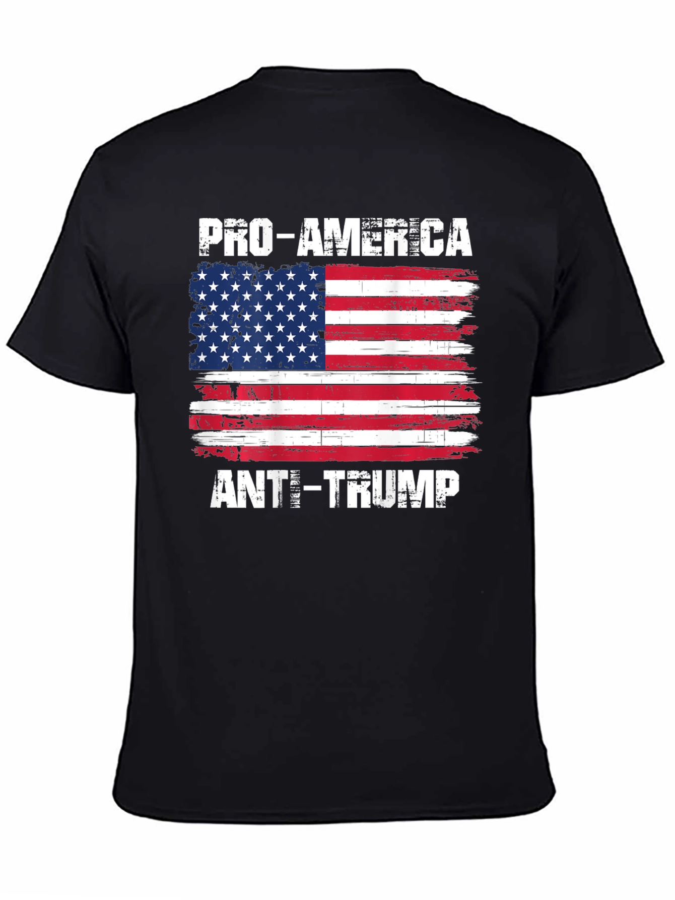Black Pro-America Anti-Trump USA Flag T-Shirt view 4