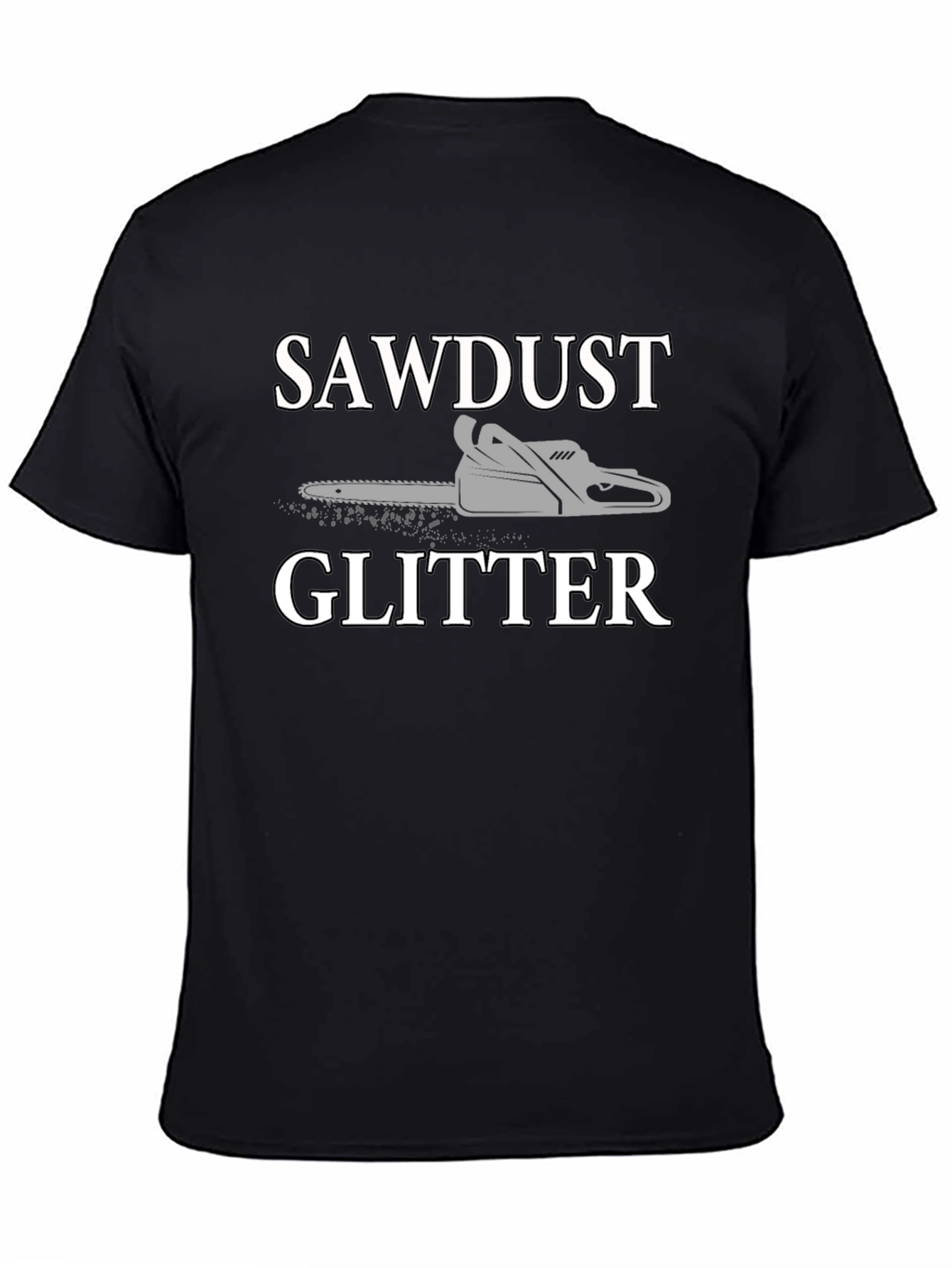 Black Sawdust Glitter T-Shirt - Black - Chainsaw Design view 4