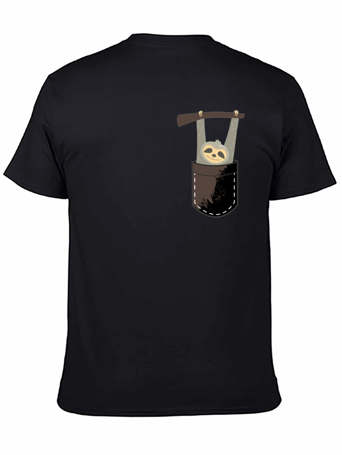 Black Sloth in Pocket Graphic T-Shirt - Men's Novelty Tee view 4