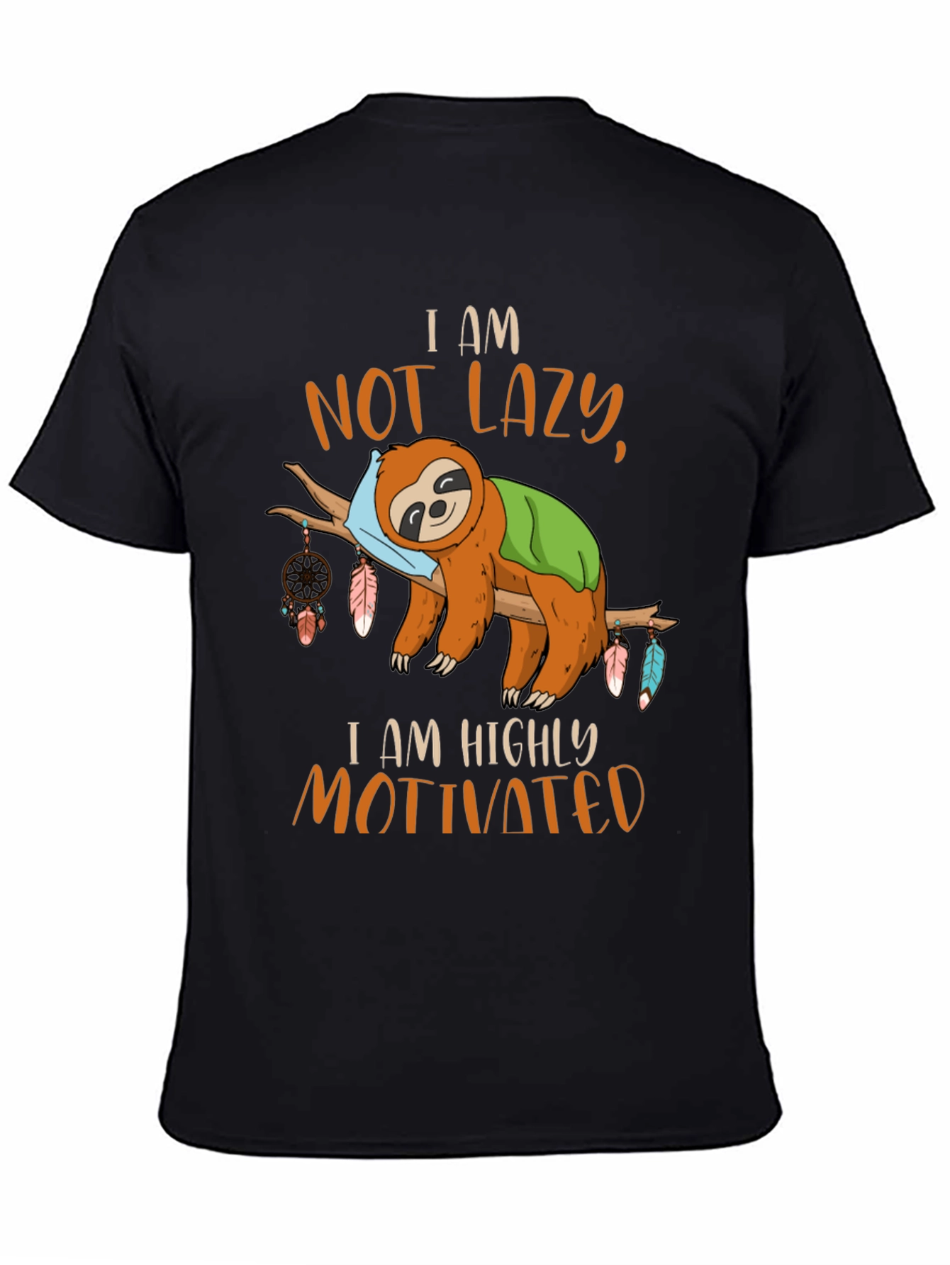 Black I Am Not Lazy Sloth Graphic Tee view 4