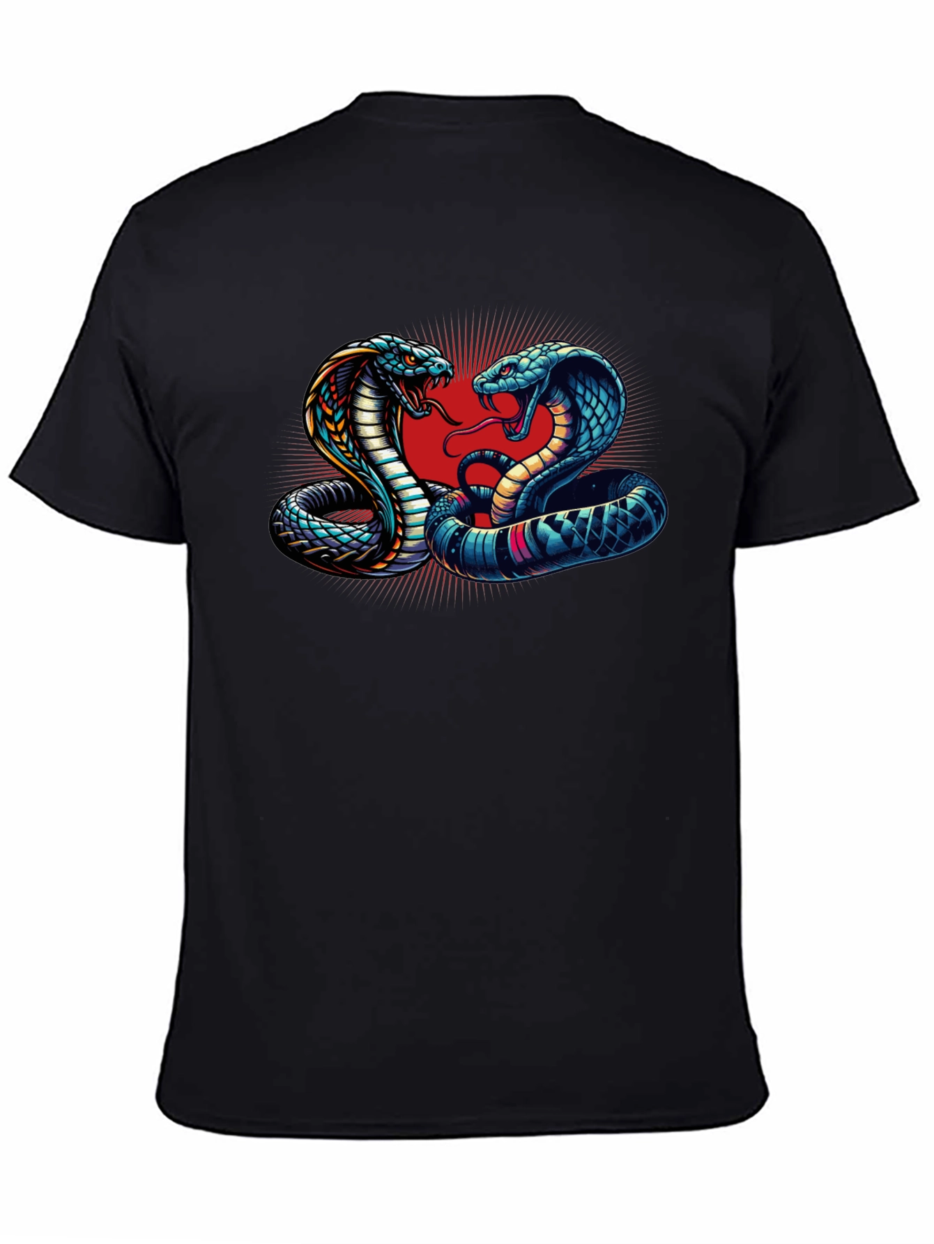 Black Cobra Clash Graphic Tee - Bold Snake Design view 4