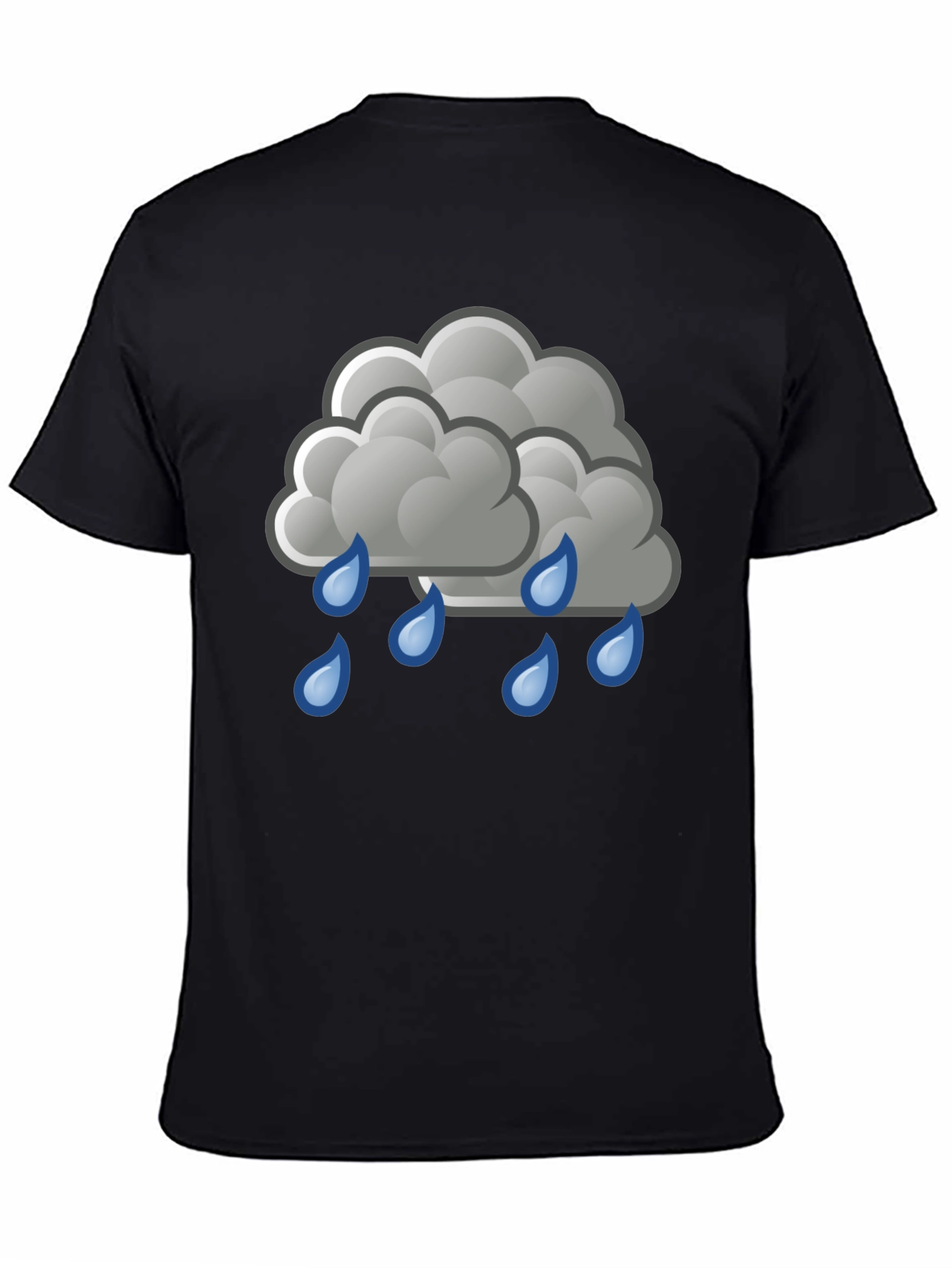 Black Rain Cloud Graphic Tee - Black Cotton Shirt view 4