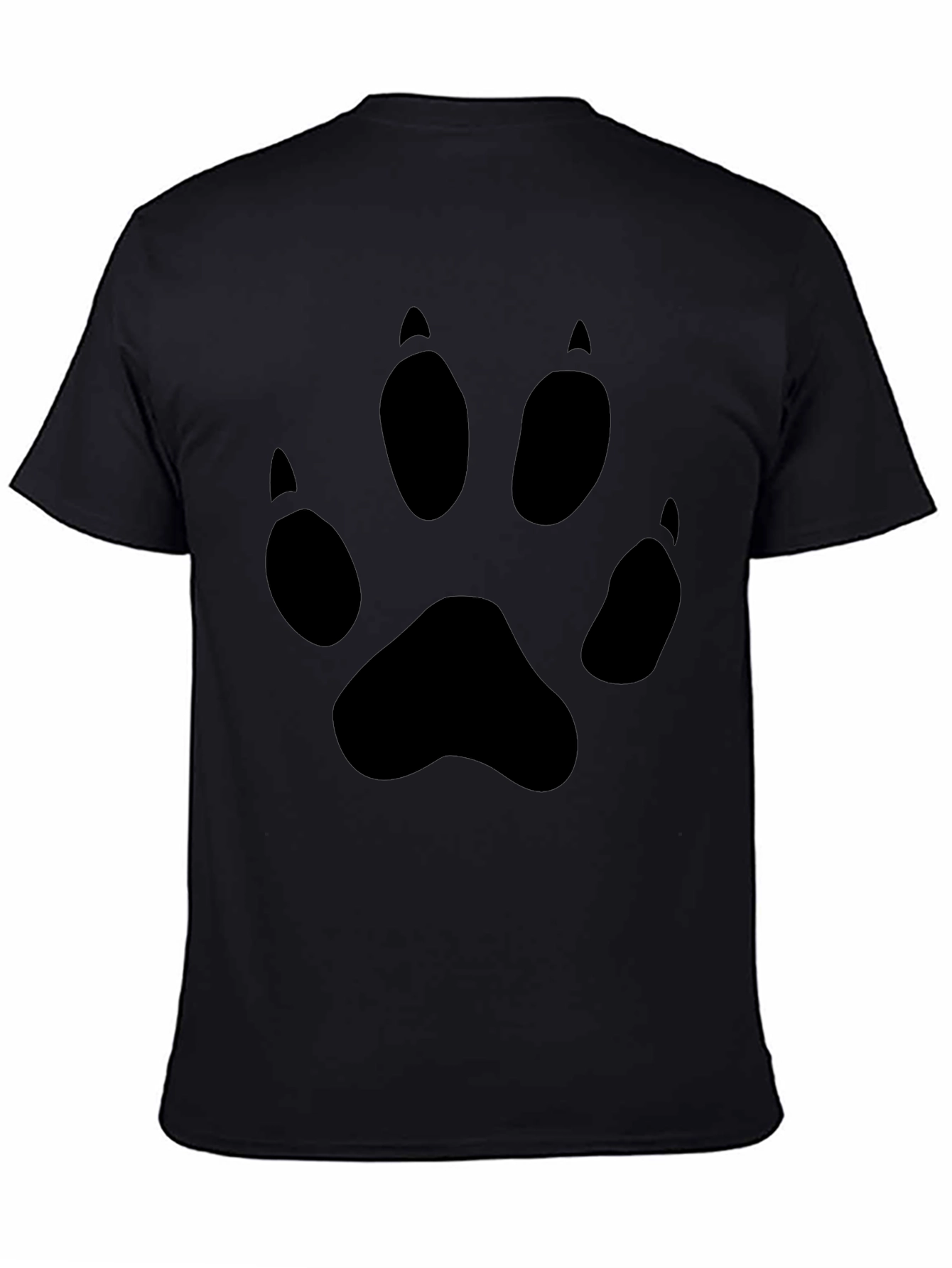 Black Black T-Shirt with Animal Paw Print Design view 4