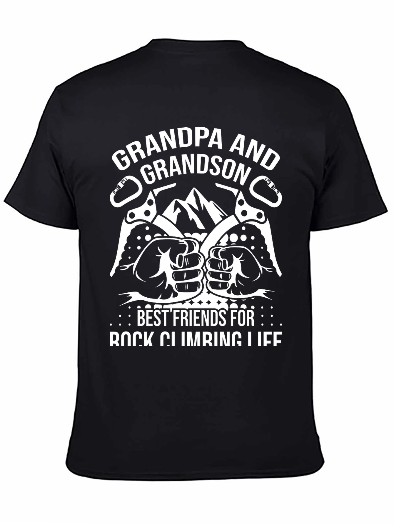 Black Grandpa and Grandson Rock Climbing T-Shirt view 4
