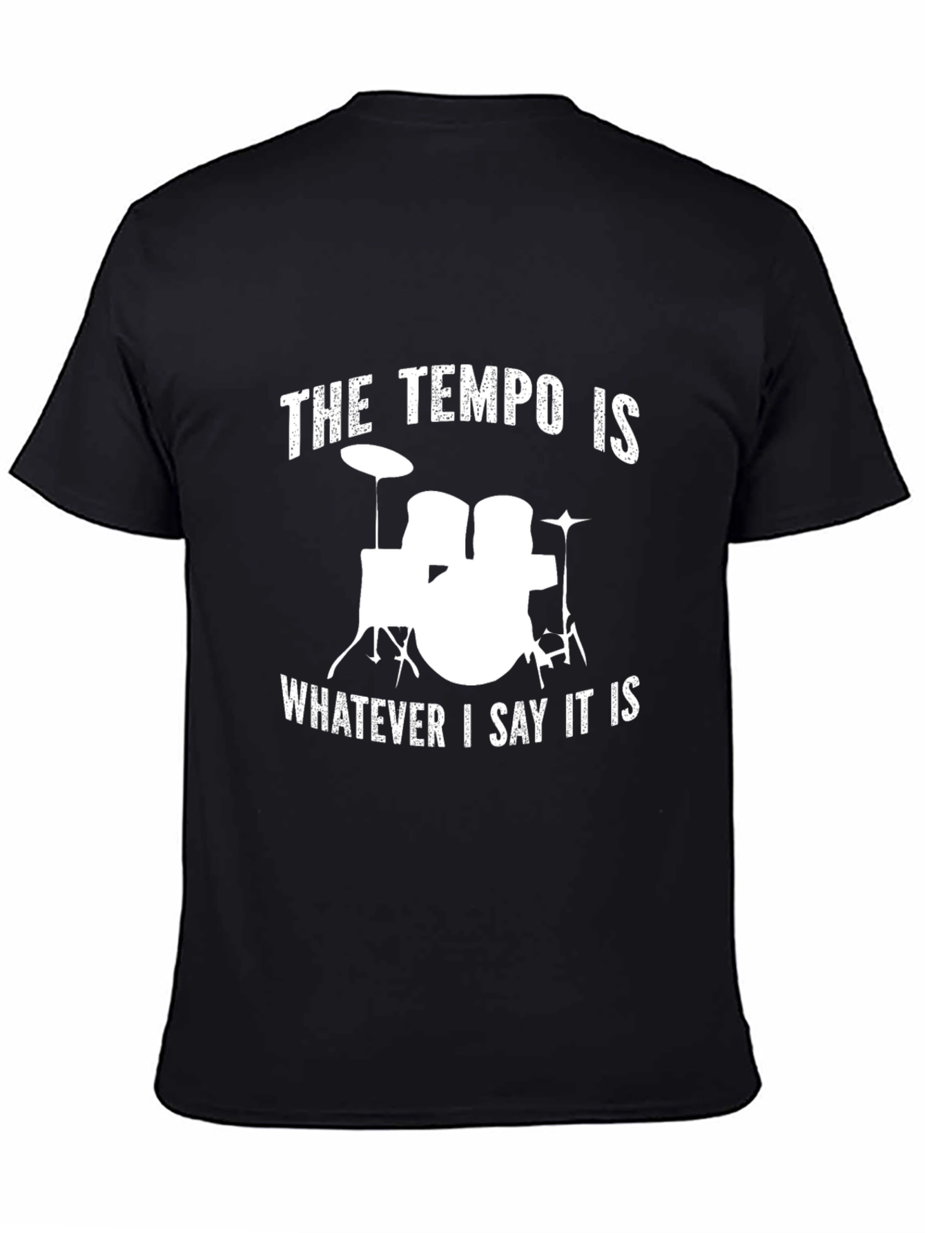 Black Drummer Tempo T-Shirt - Funny Music Tee view 4